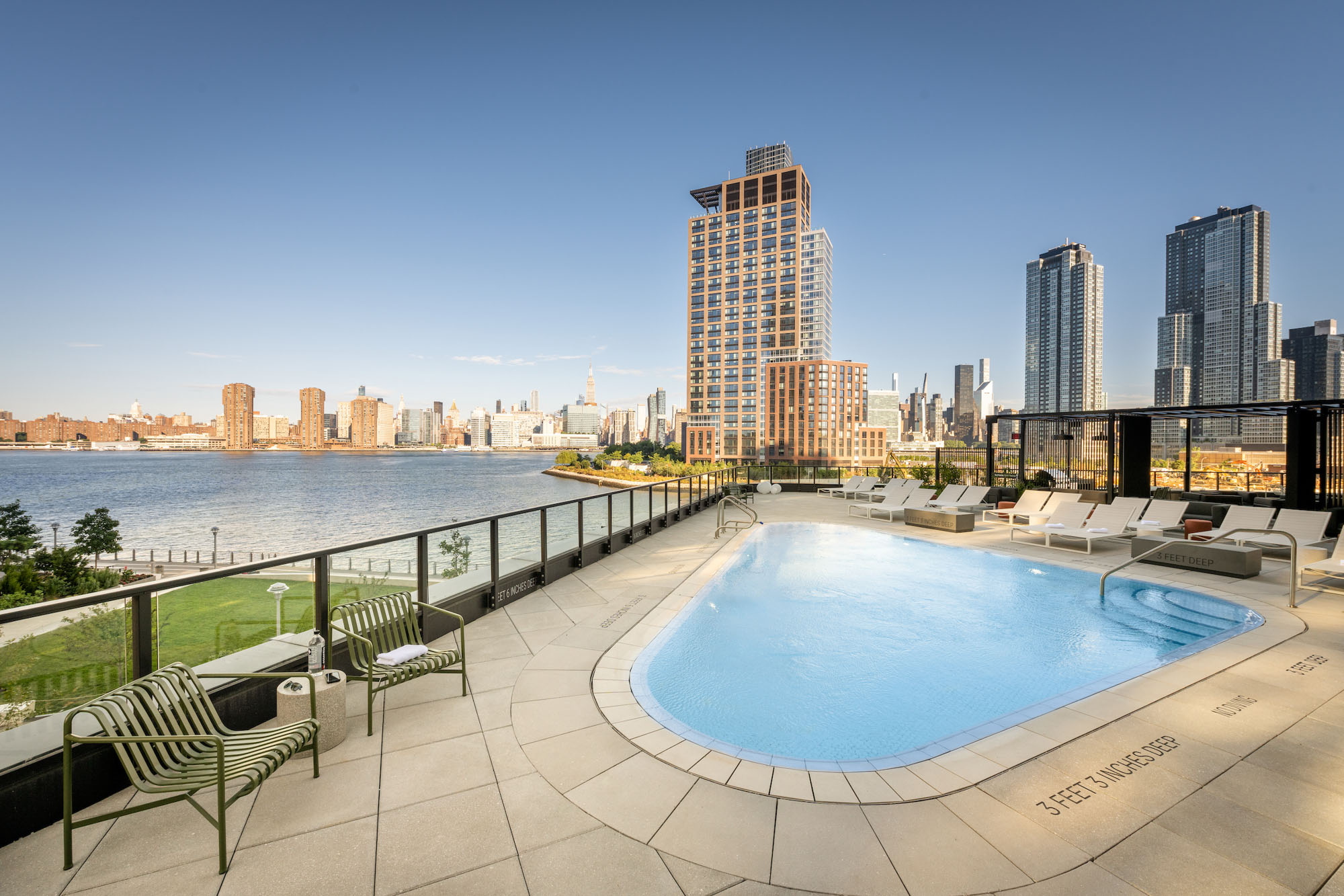 The pool at The Bellslip apartments in Greenpoint Landing, Brooklyn.