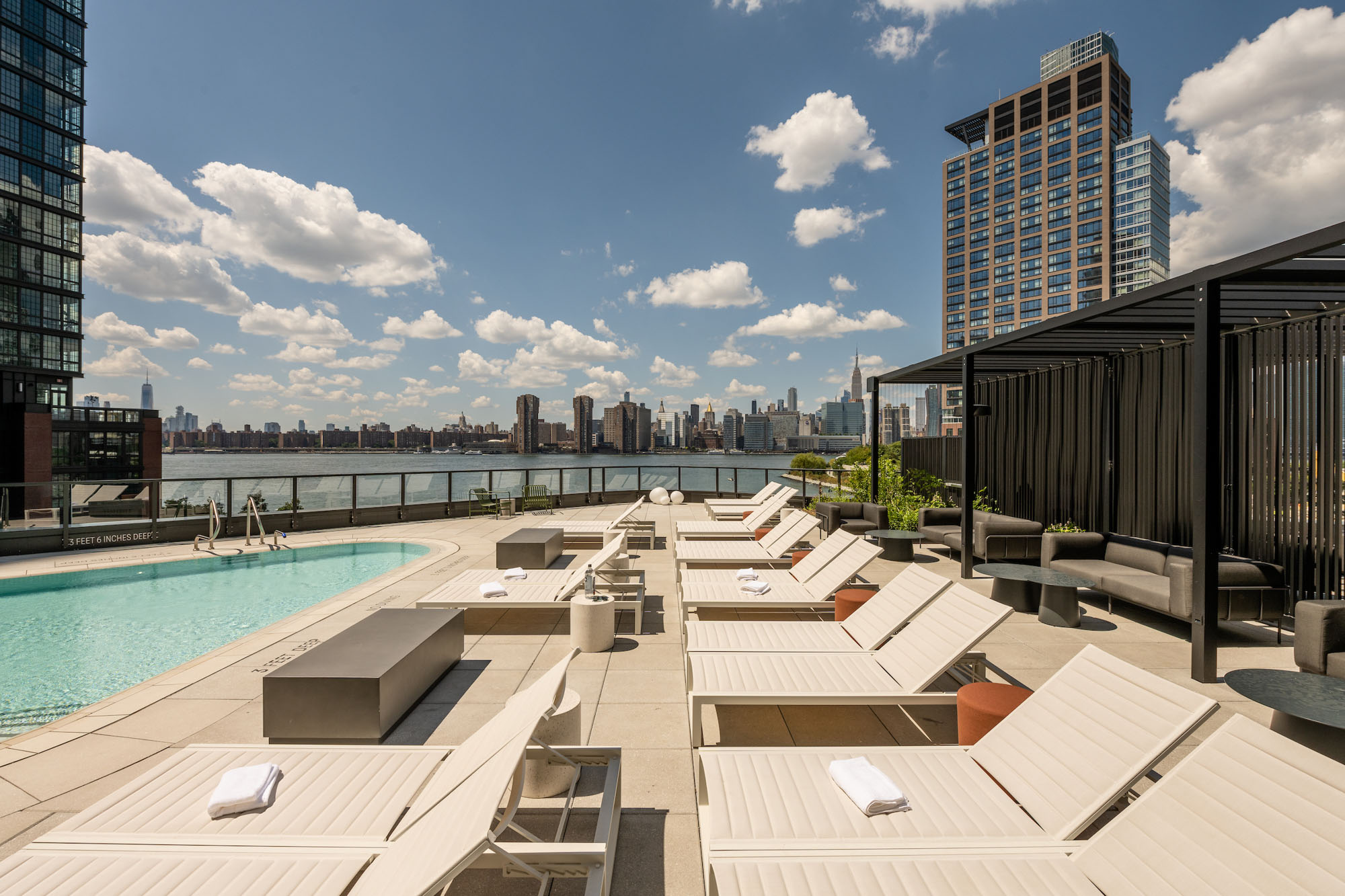 The pool at The Bellslip apartments in Greenpoint Landing, Brooklyn.