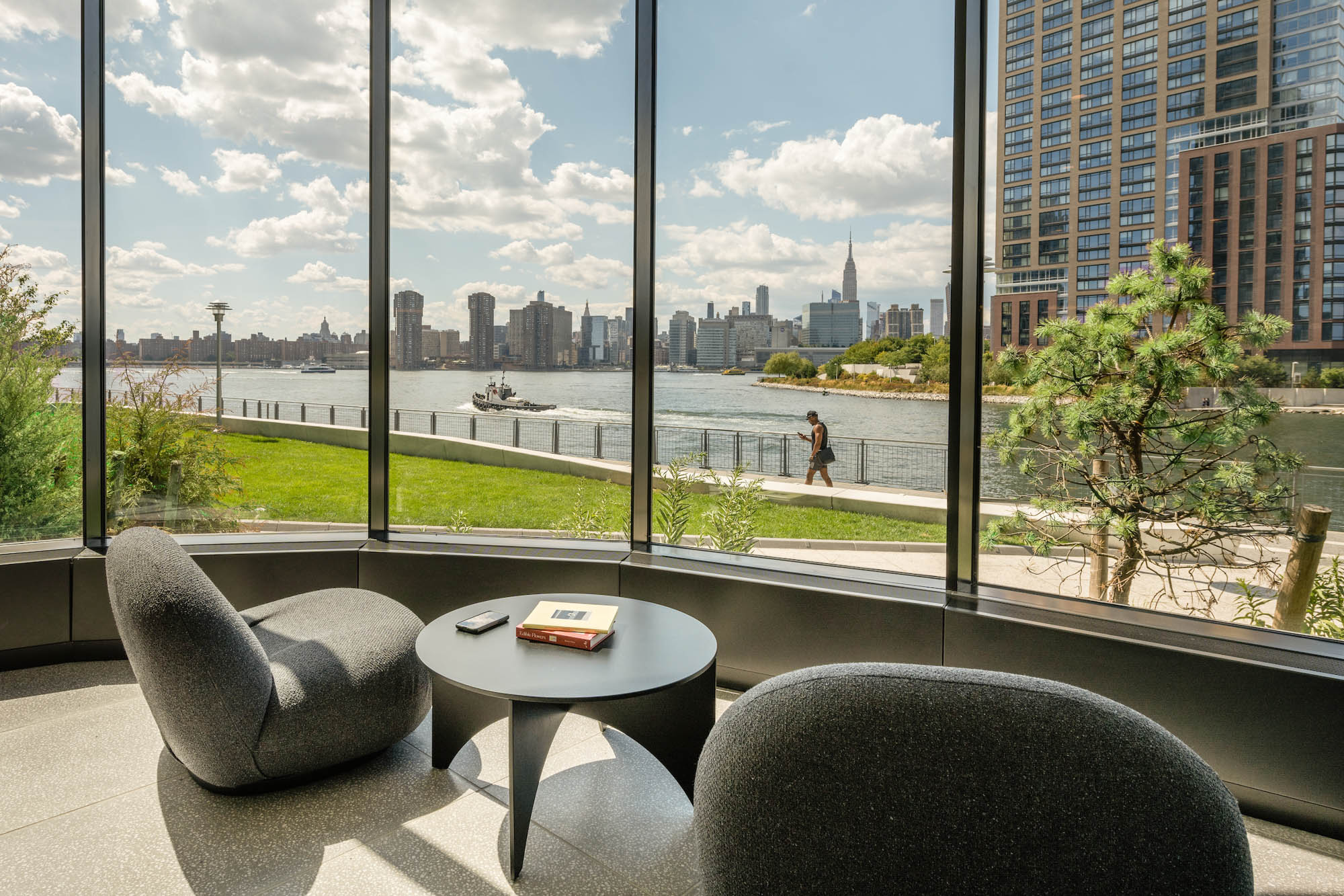 The lounge at The Bellslip apartments in Greenpoint Landing, Brooklyn.