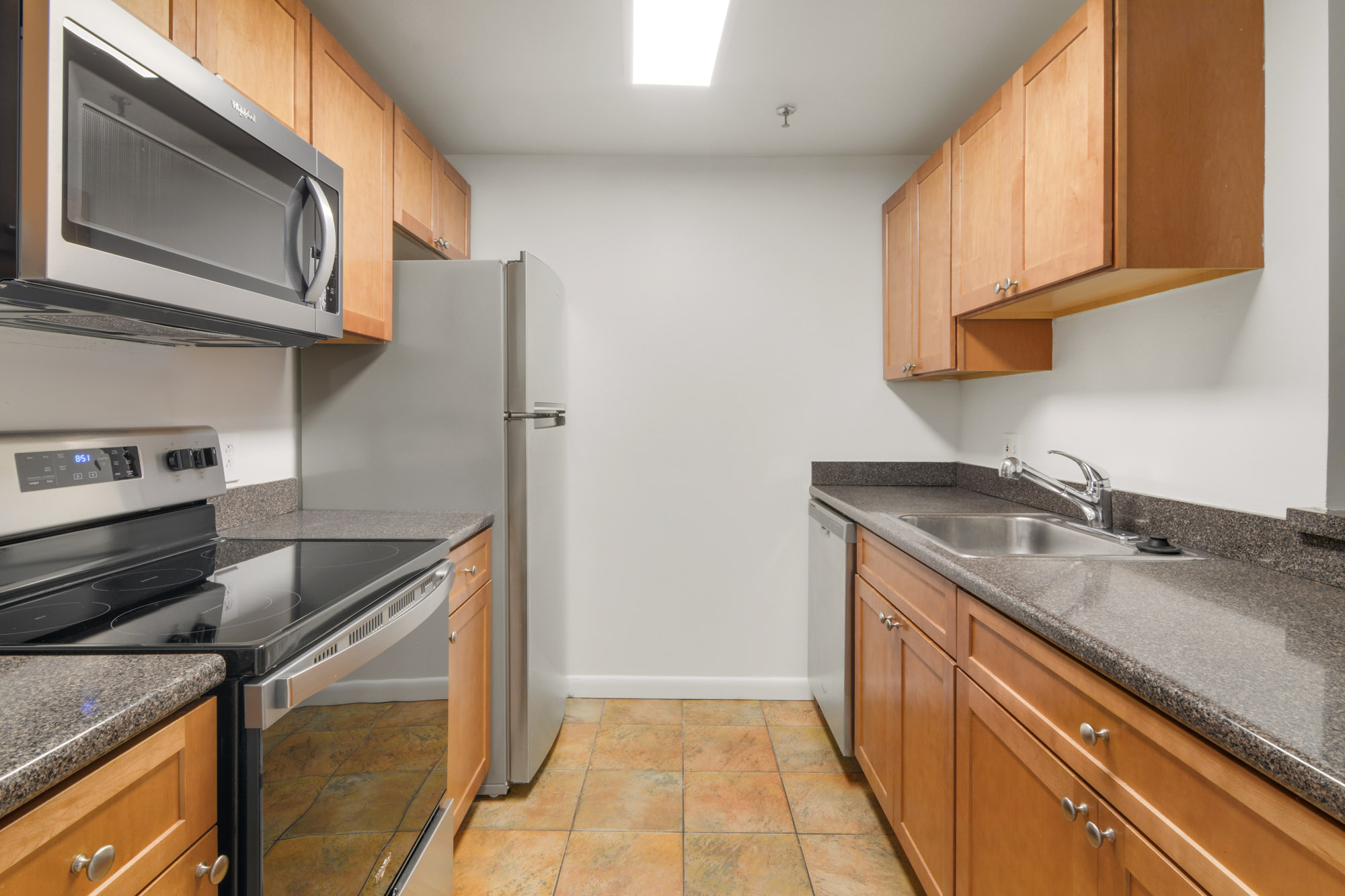 The kitchen in a KBL apartment in Boston, Massachusetts.