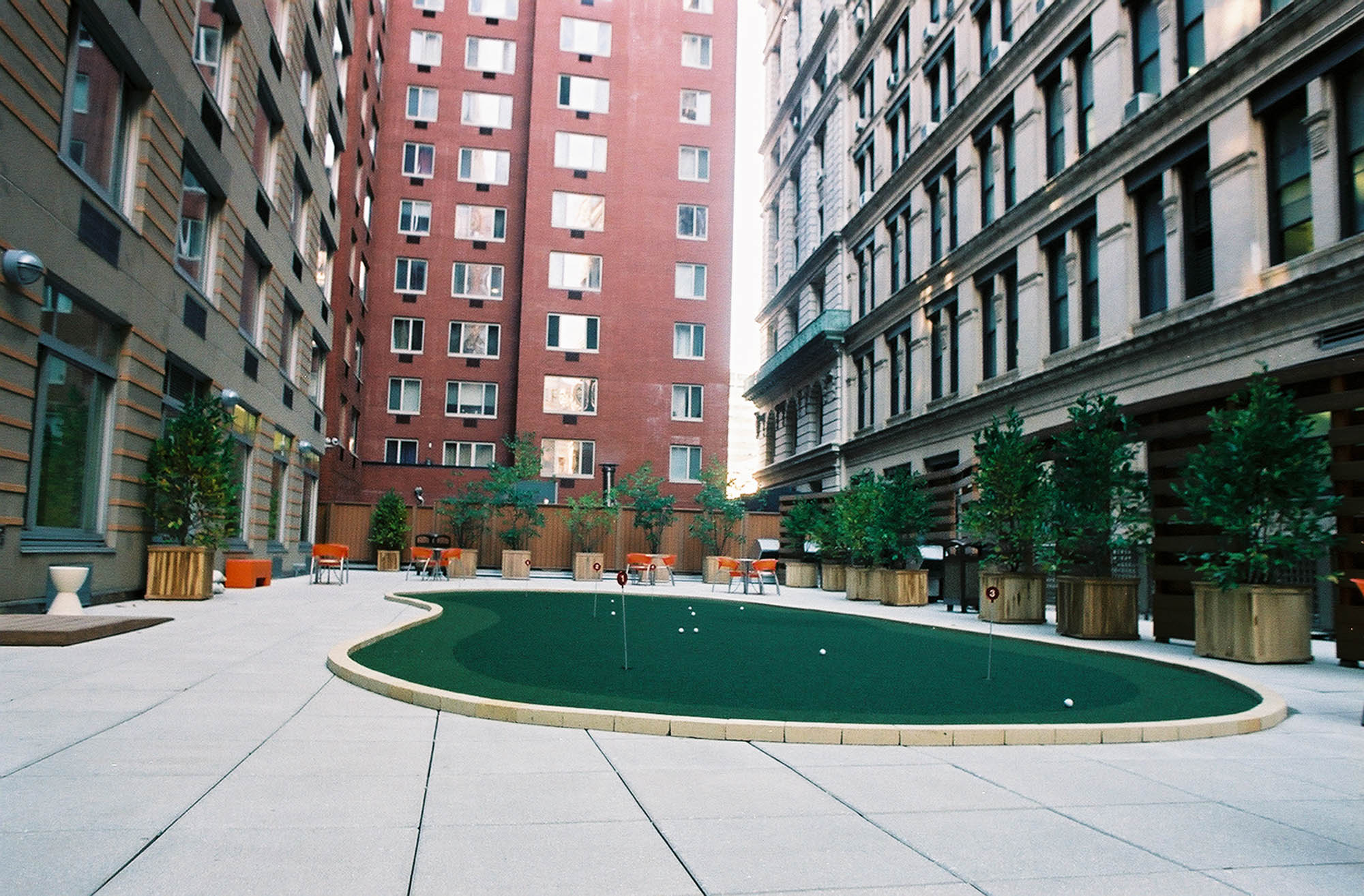 The putting green at 111 Worth apartments in New York, NY.