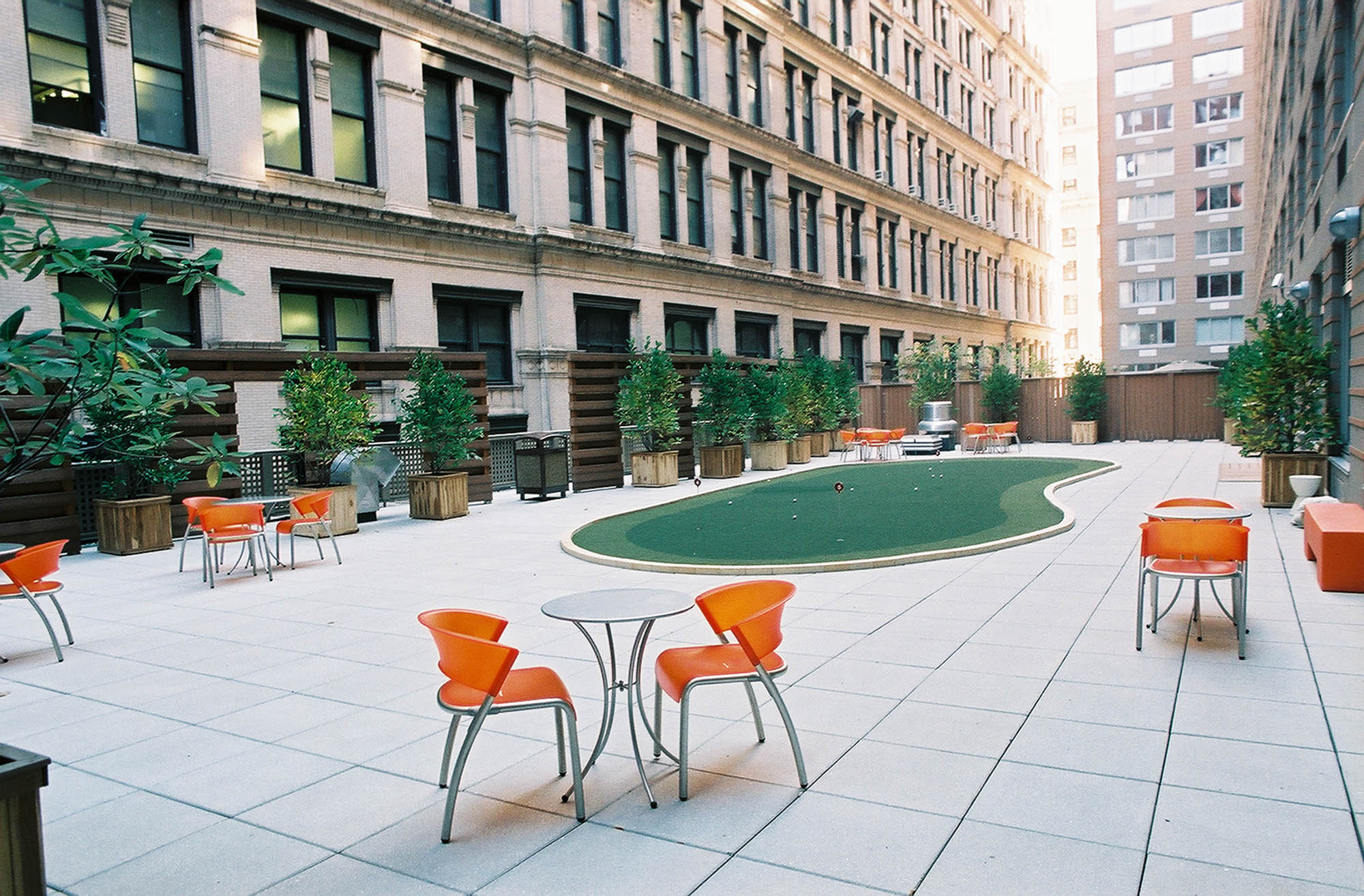 The putting green at 111 Worth apartments in New York, NY.