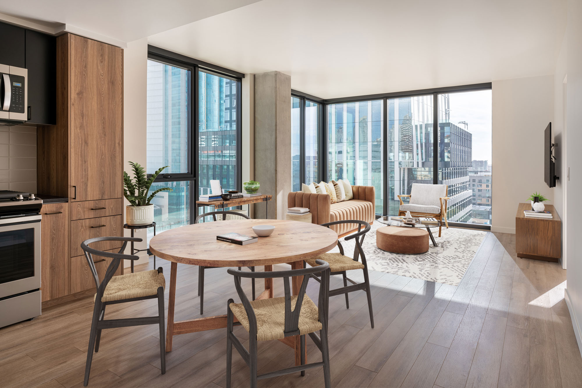 An apartment dining area at The George apartments in San Francisco, CA