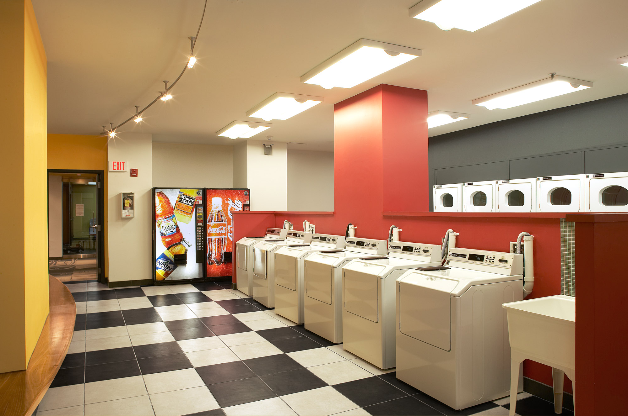 The laundry facility at Kennedy Biscuit Lofts in Cambridge, Massachusetts.