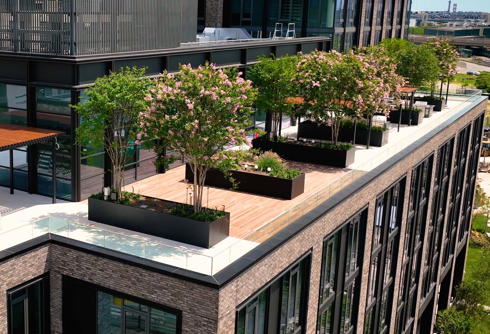 The roof deck at Lincoln at Bankside in the Bronx, NY.