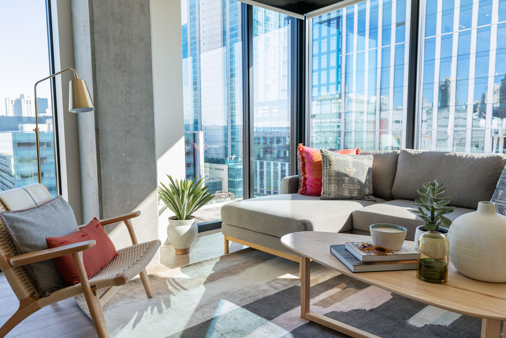 An apartment living room at The George apartments in San Francisco, CA