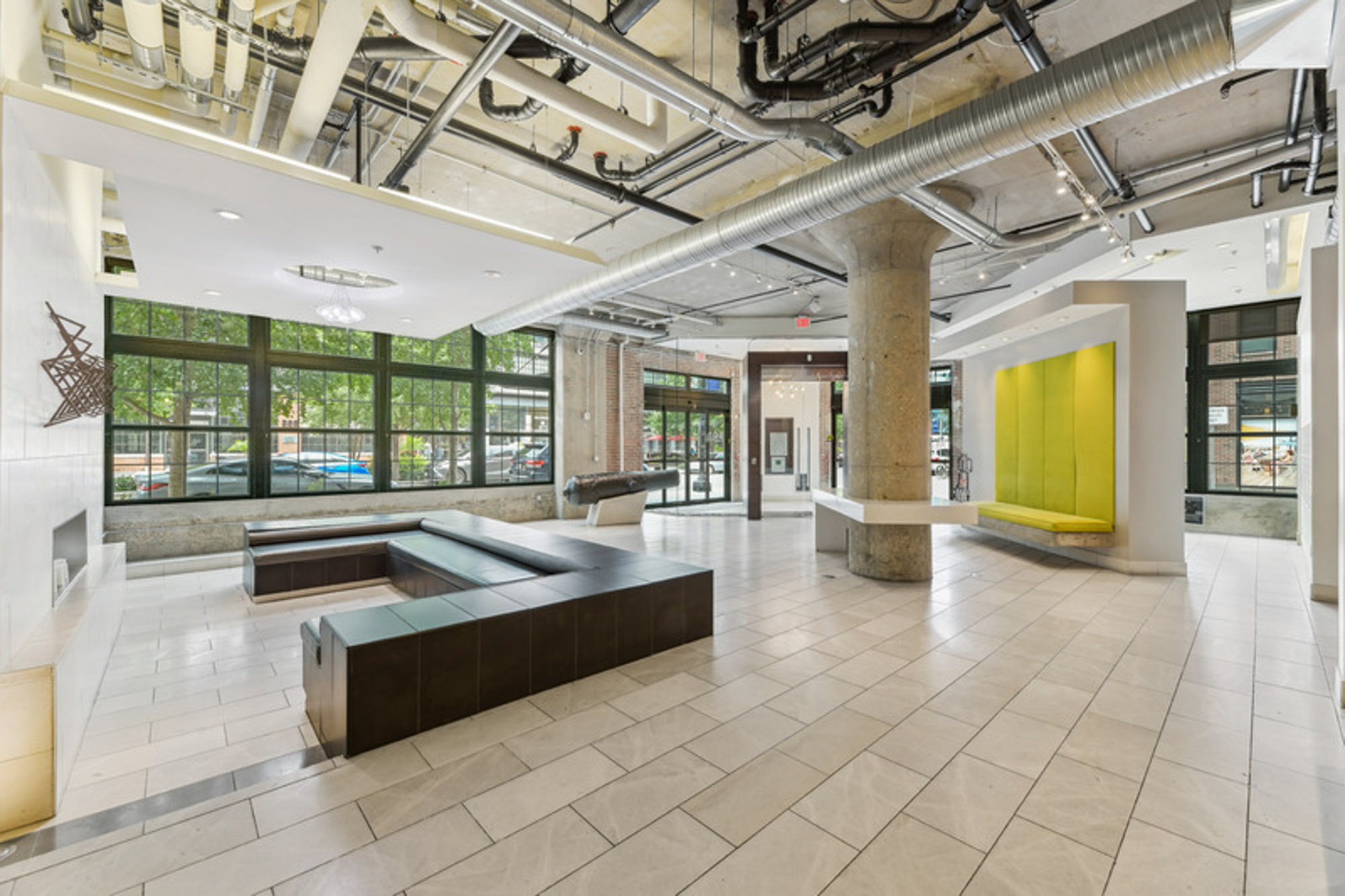 The lobby at Foundry Lofts apartments in Washington, D.C.