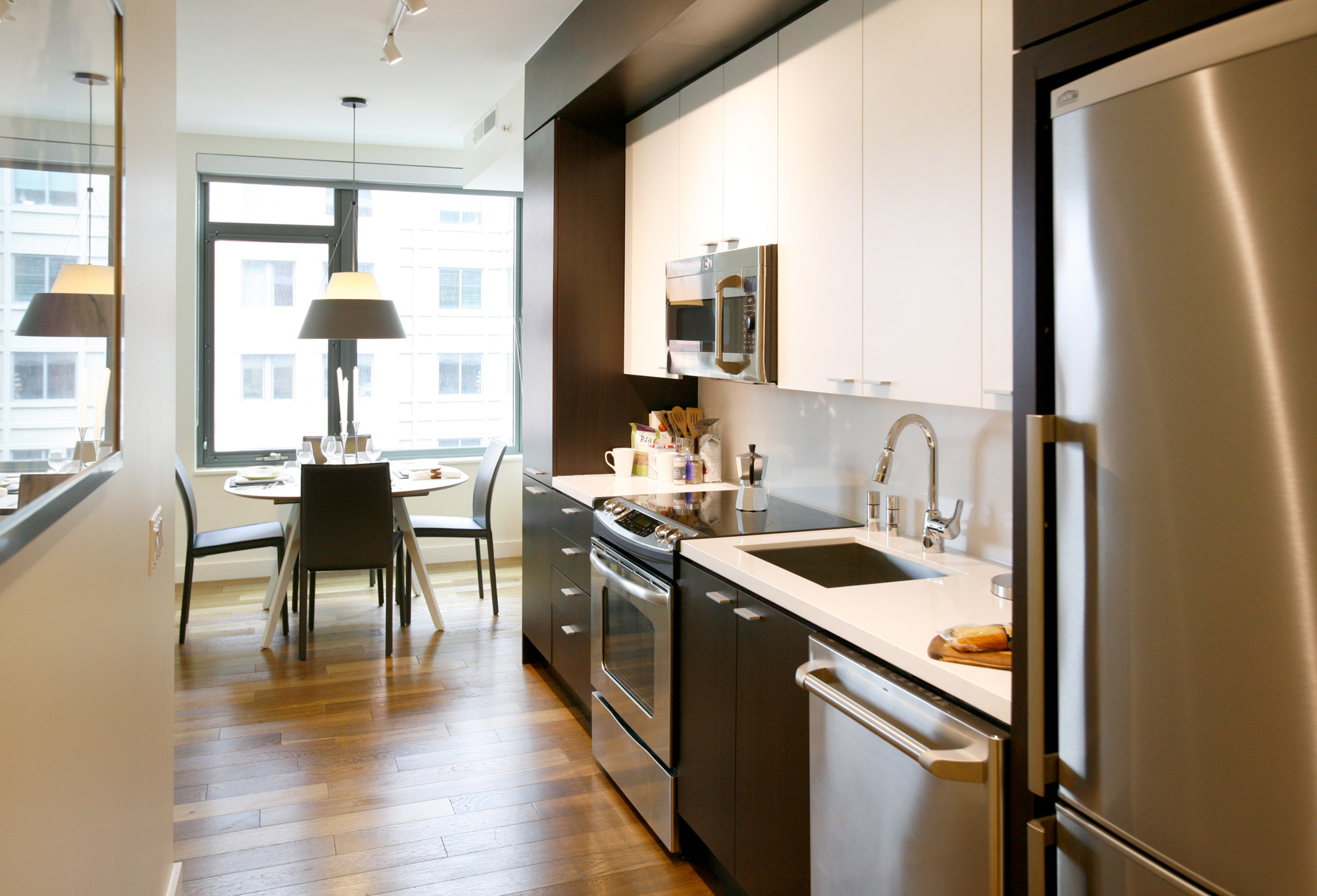 The kitchen at Twelve12 apartments in Navy Yard, Washington DC.