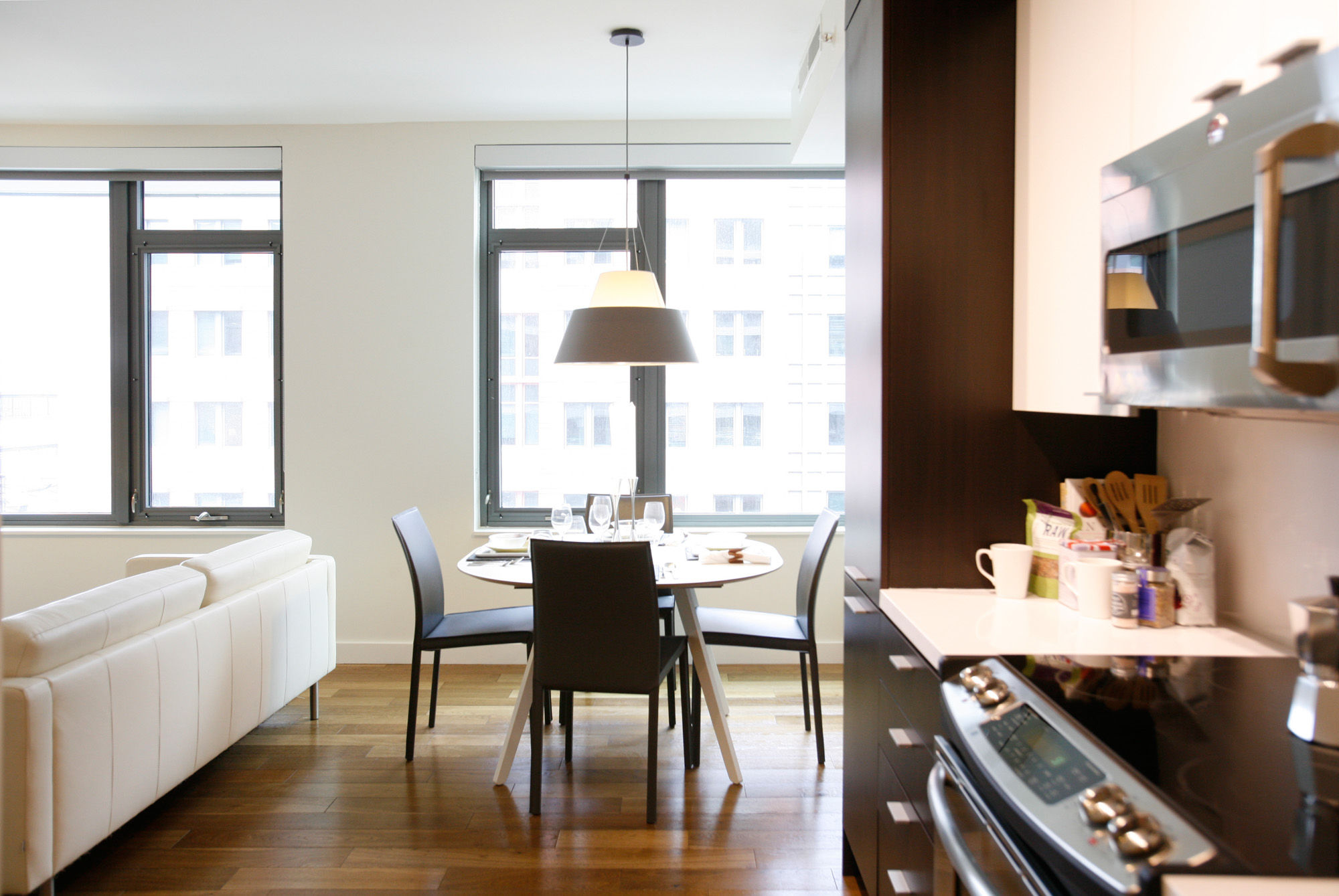 The kitchen at Twelve12 apartments in Navy Yard, Washington DC.