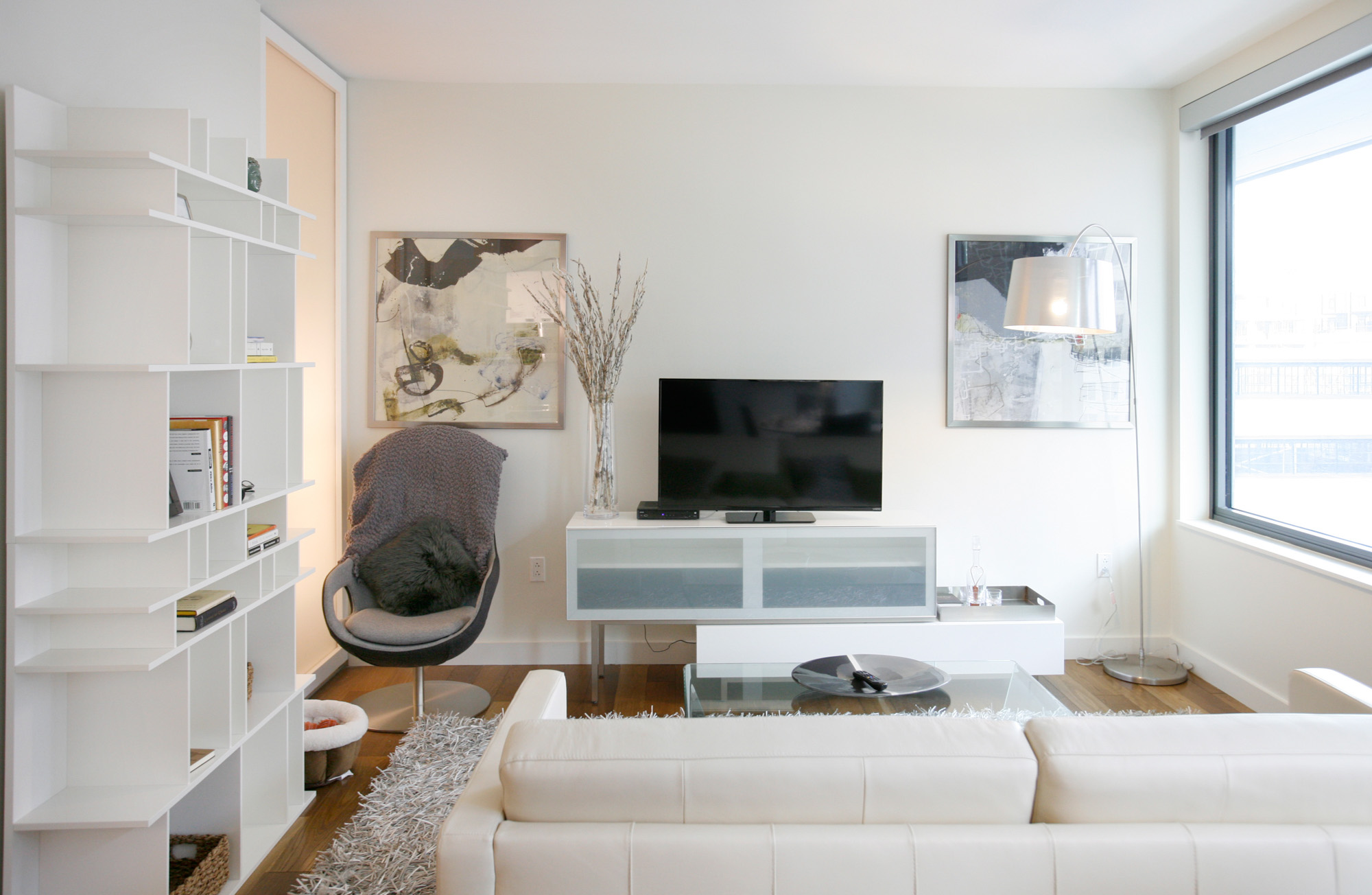 The living room at Twelve12 apartments in Navy Yard, Washington DC.