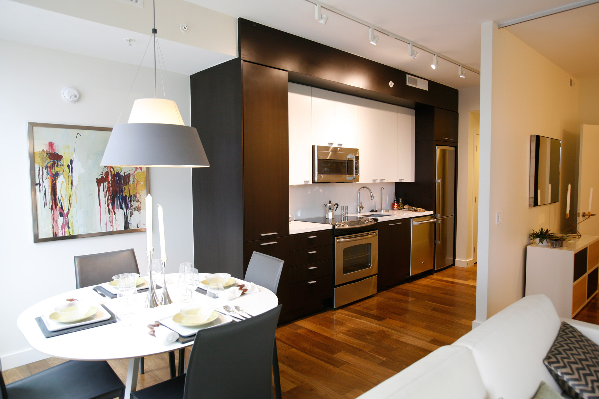 The kitchen at Twelve12 apartments in Navy Yard, Washington DC.