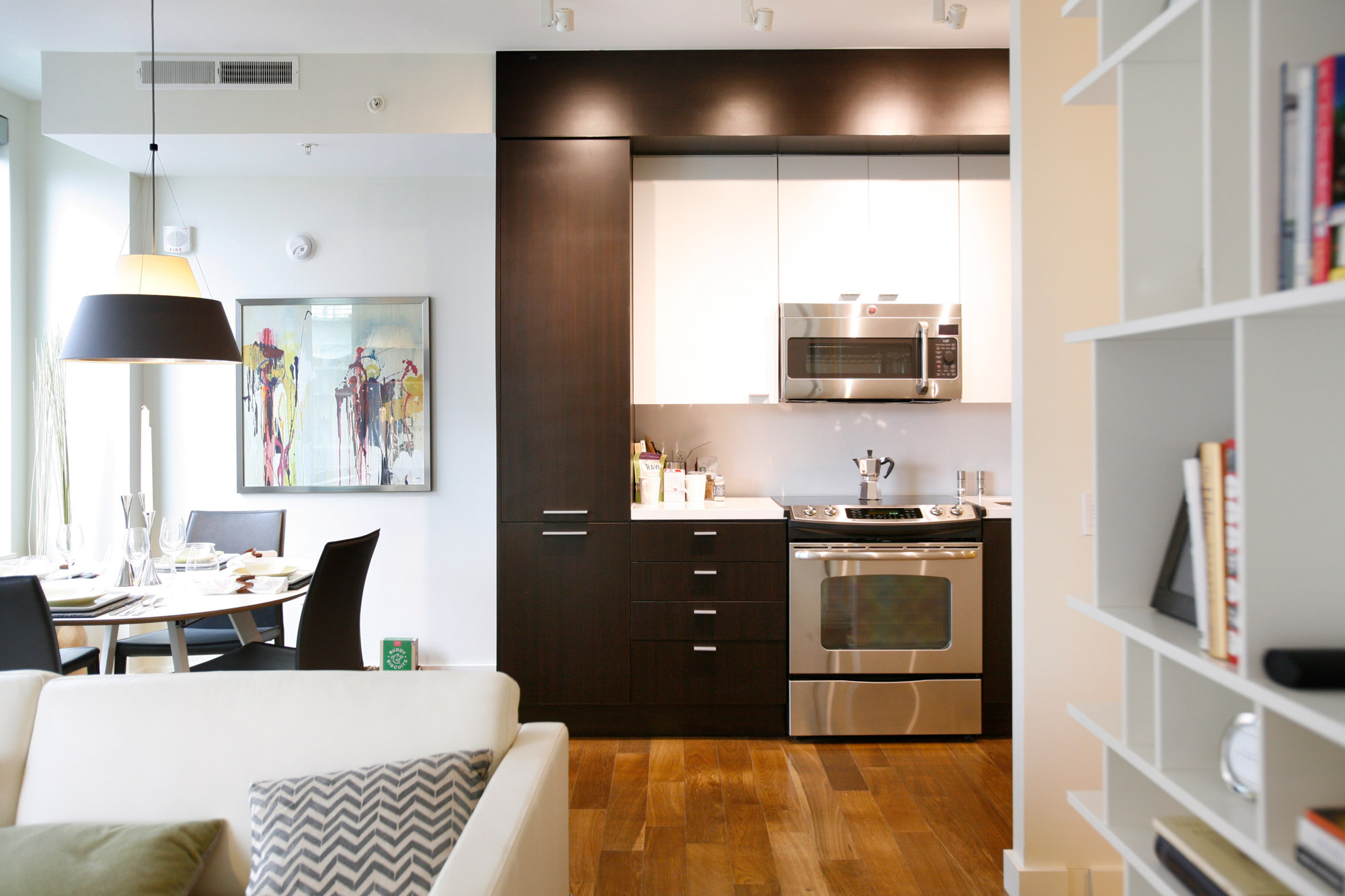 The kitchen at Twelve12 apartments in Navy Yard, Washington DC.