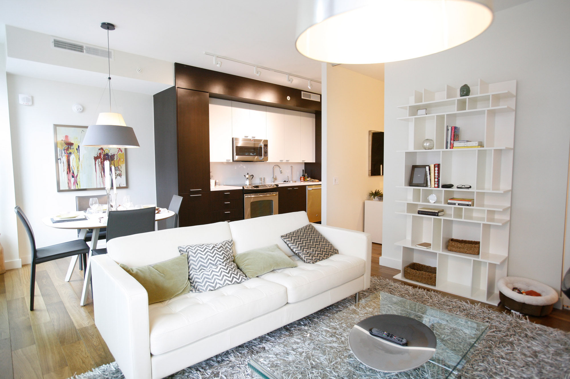 The living room at Twelve12 apartments in Navy Yard, Washington DC.