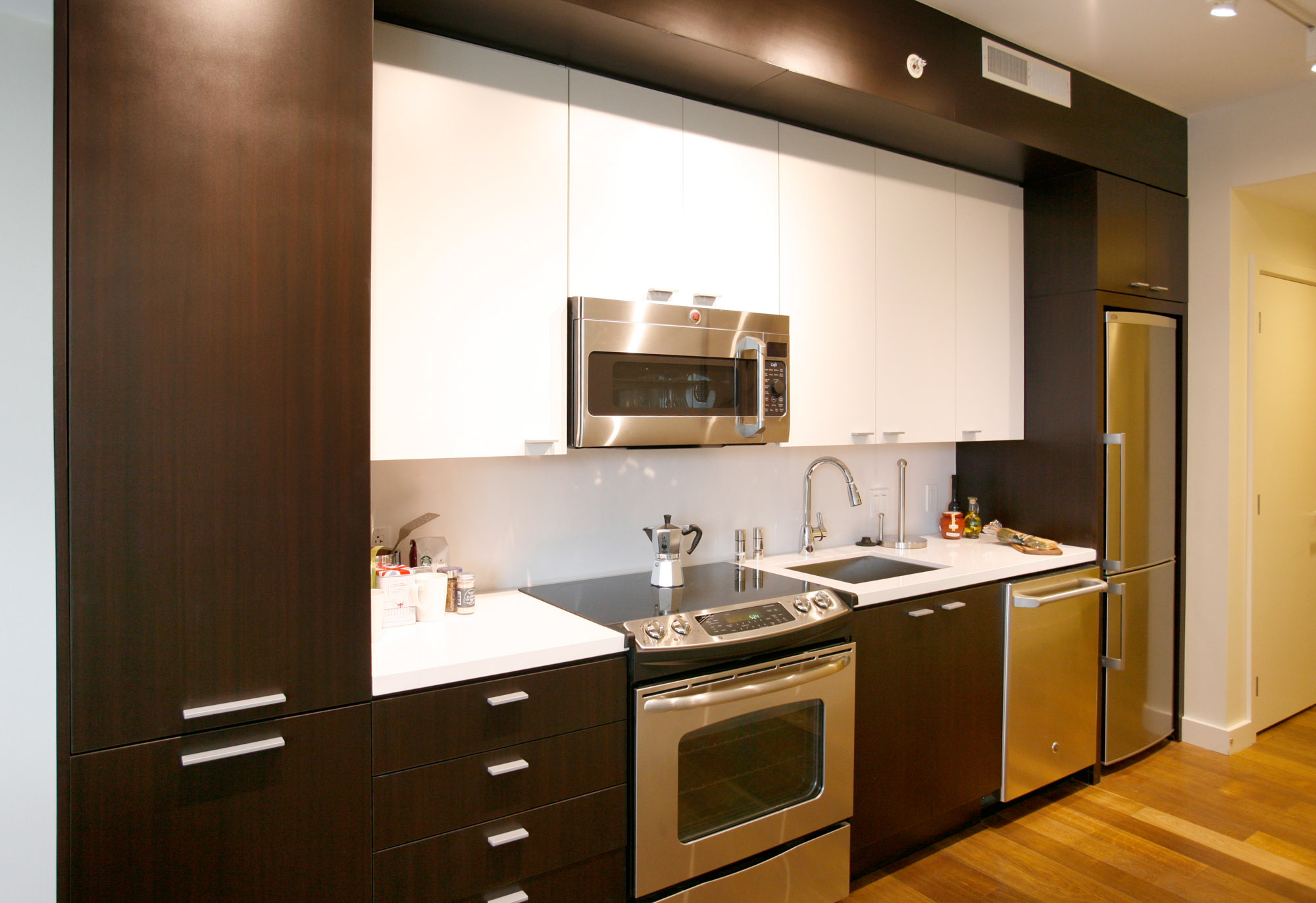 The kitchen at Twelve12 apartments in Navy Yard, Washington DC.