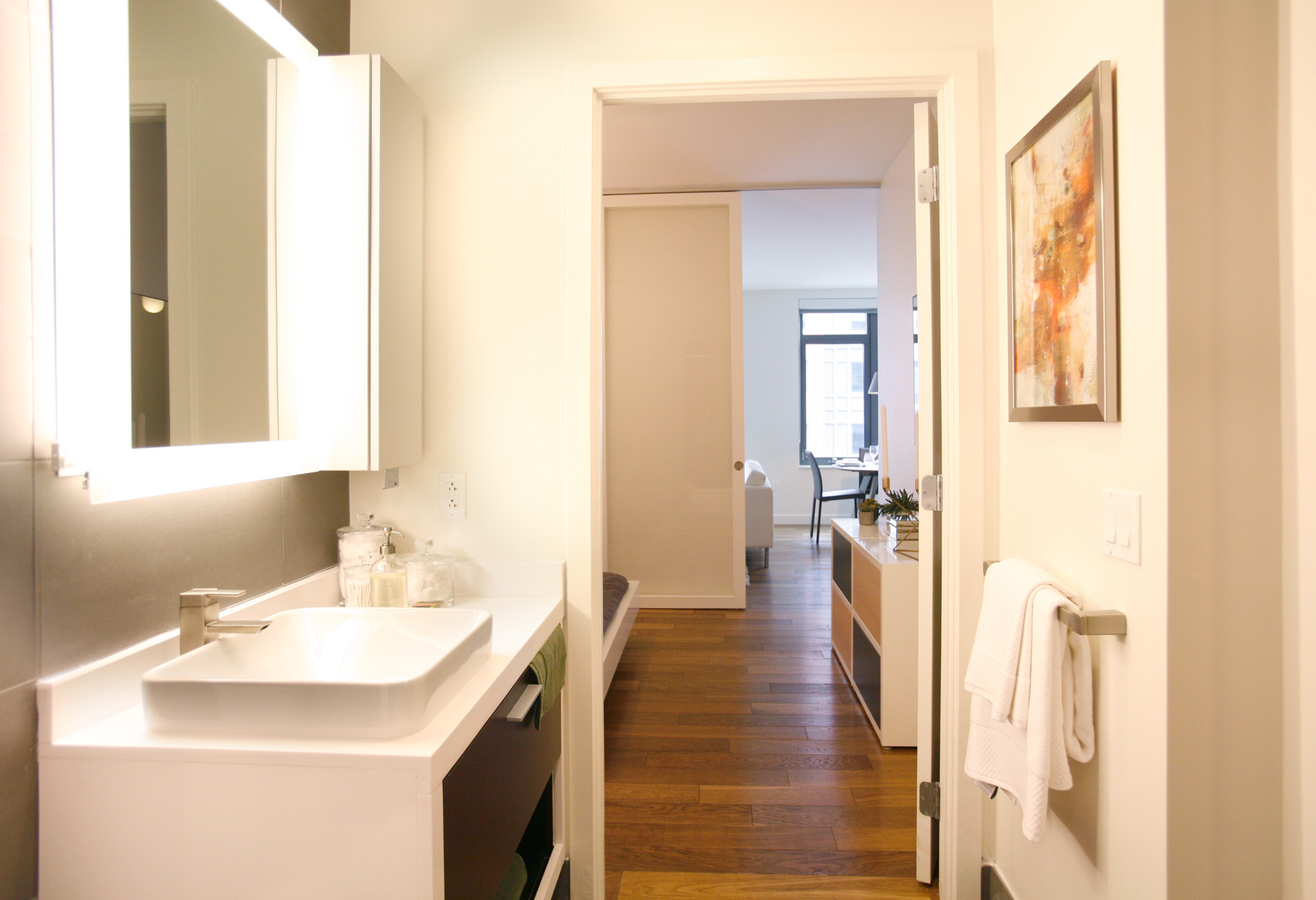 The bathroom at Twelve12 apartments in Navy Yard, Washington DC.