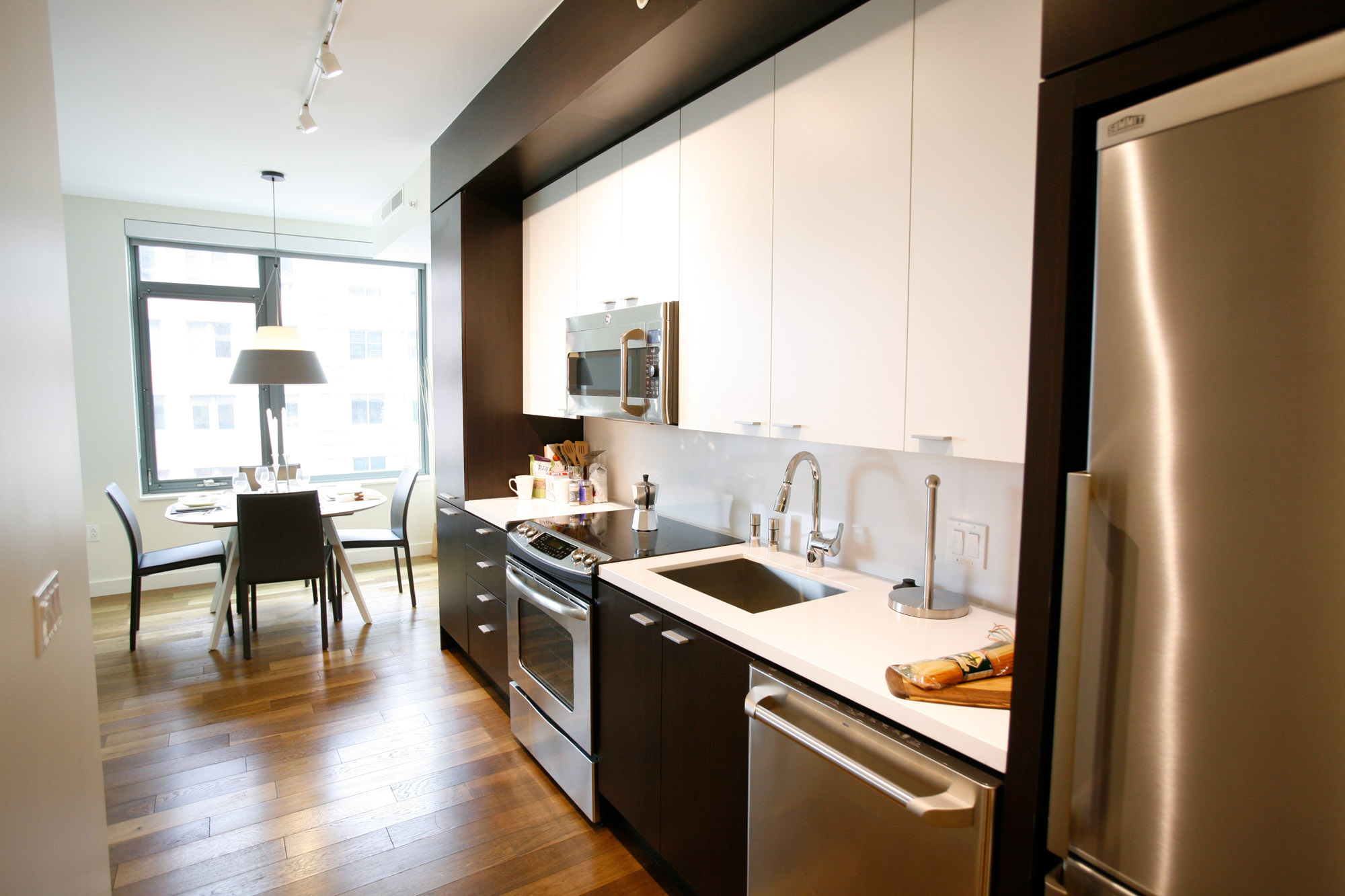 The kitchen at Twelve12 apartments in Navy Yard, Washington DC.