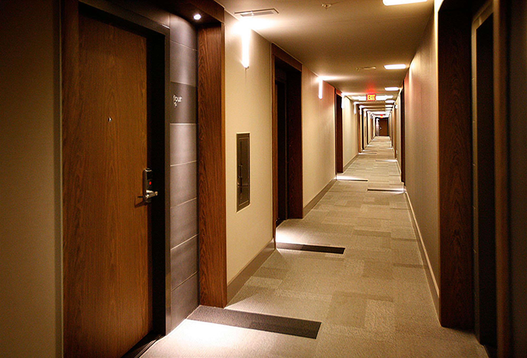 The hallway at Twelve12 apartments in Navy Yard, Washington DC.