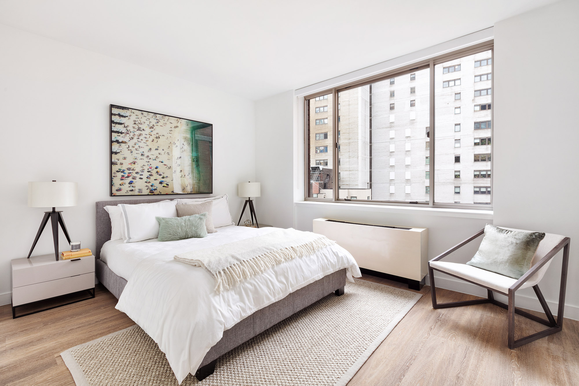 The bedroom at 15 Cliff apartments in Manhattan, NYC.