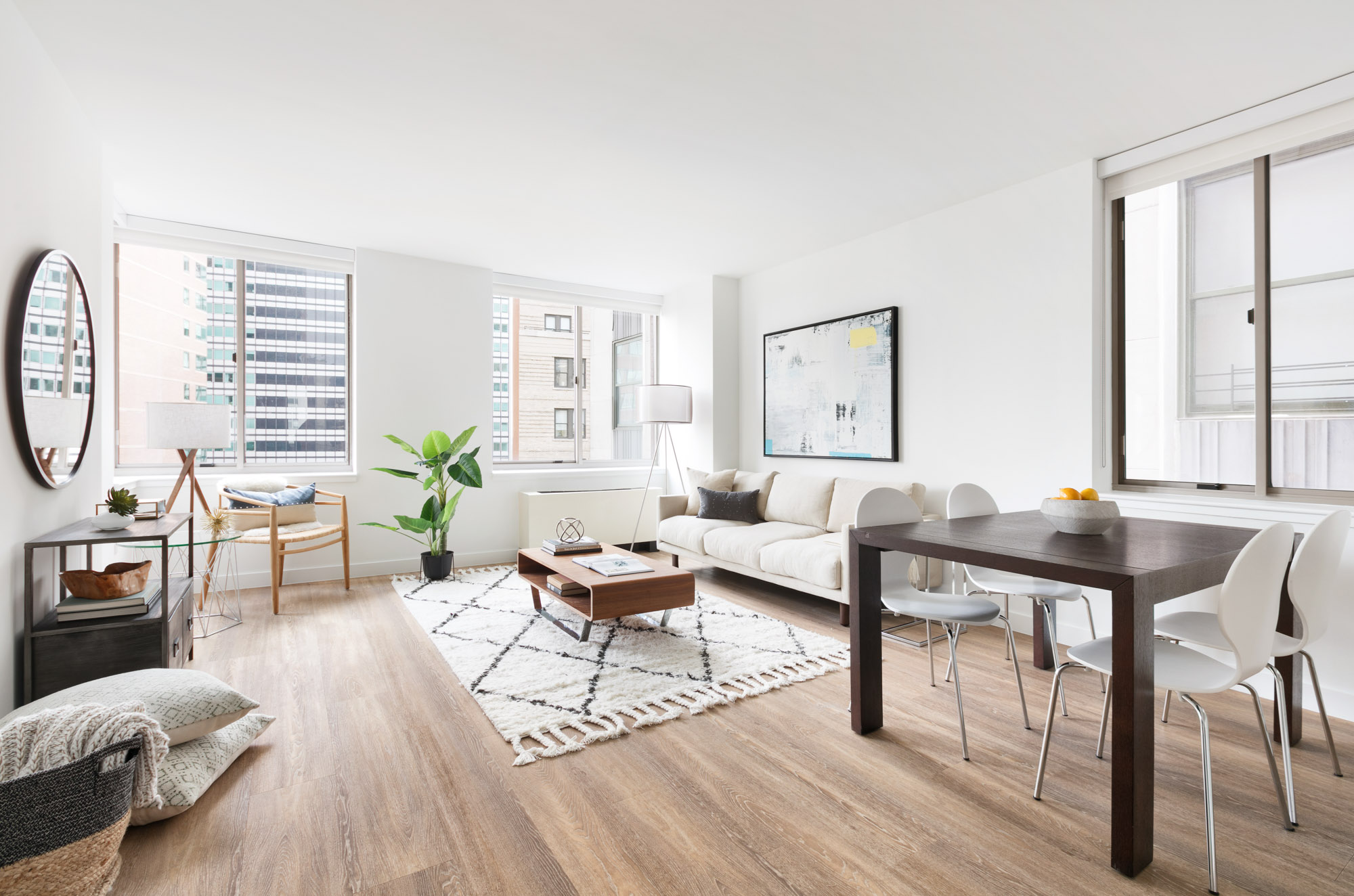 The living room at 15 Cliff apartments in Manhattan, NYC.