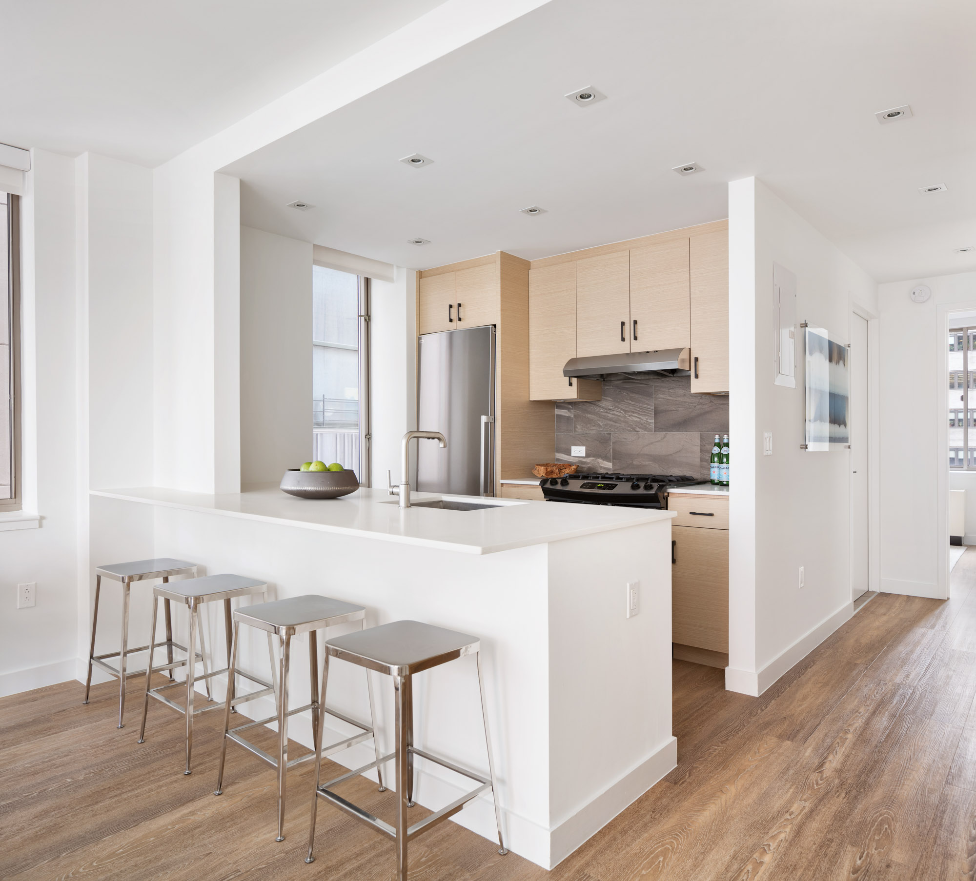 The kitchen at 15 Cliff apartments in Manhattan, NYC.