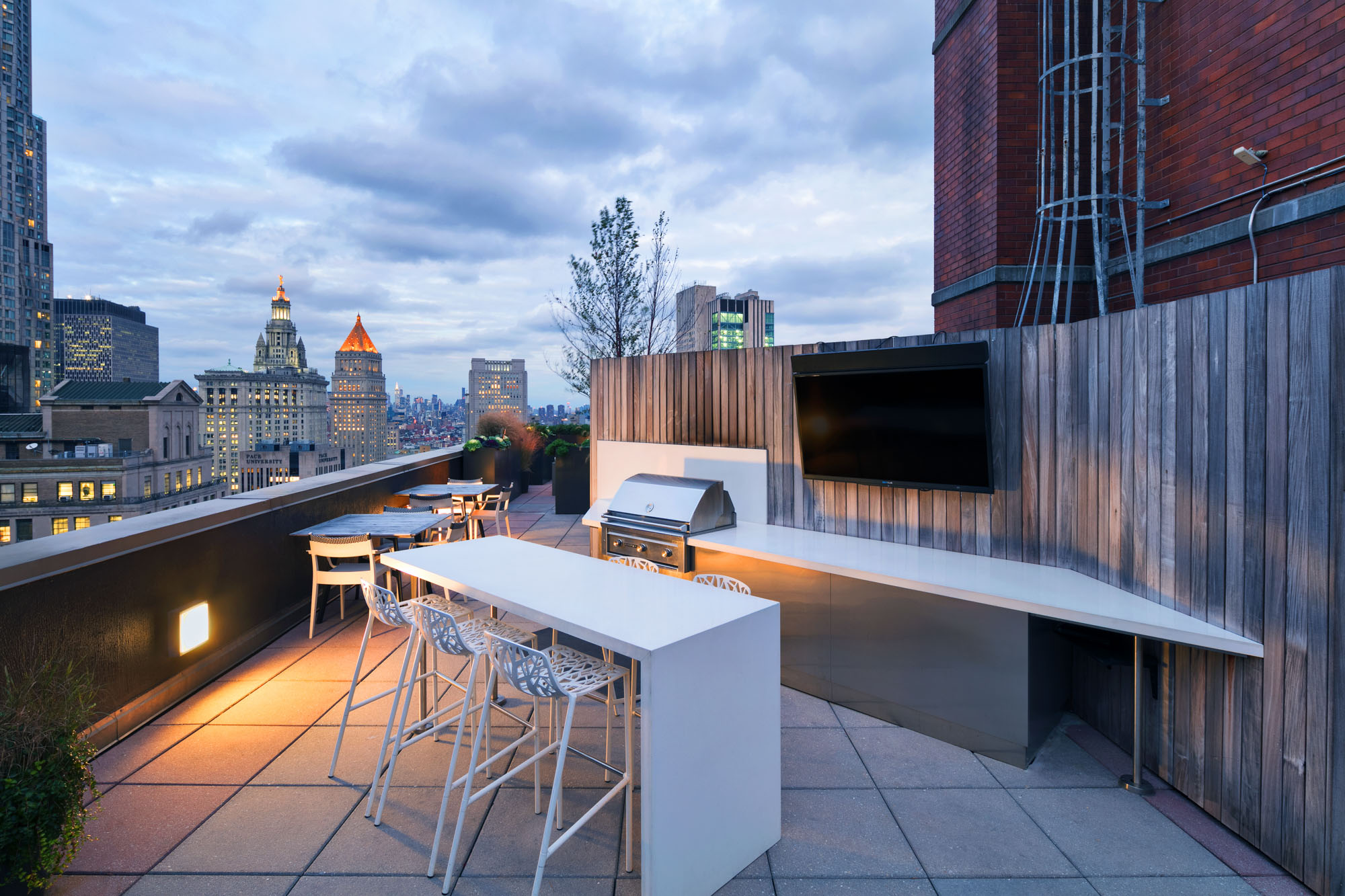 The rooftop lounge at 15 Cliff apartments in Manhattan, NYC.