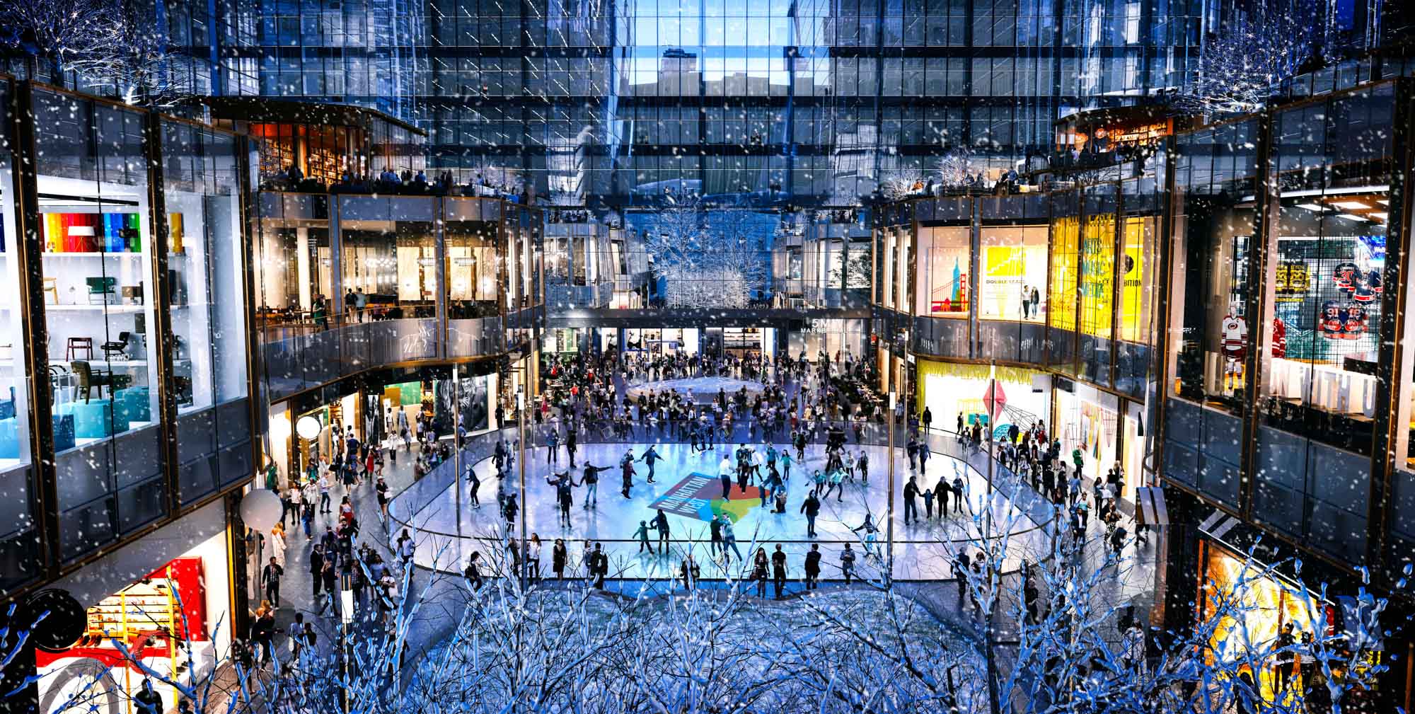 An ice skating rink near The Olivia in Manhattan, NYC.