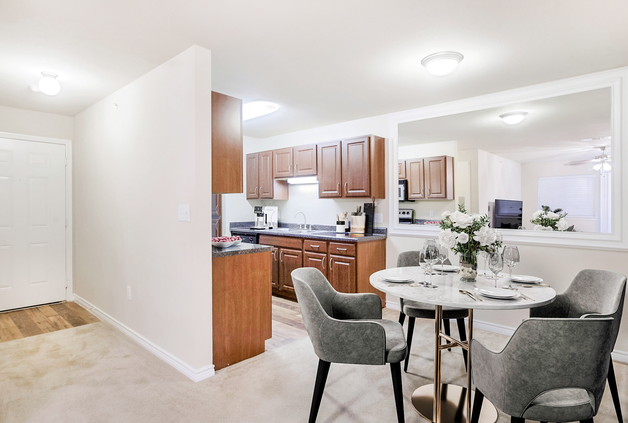 The dining area in an apartment at The Gables of McKinney in McKinney, TX.