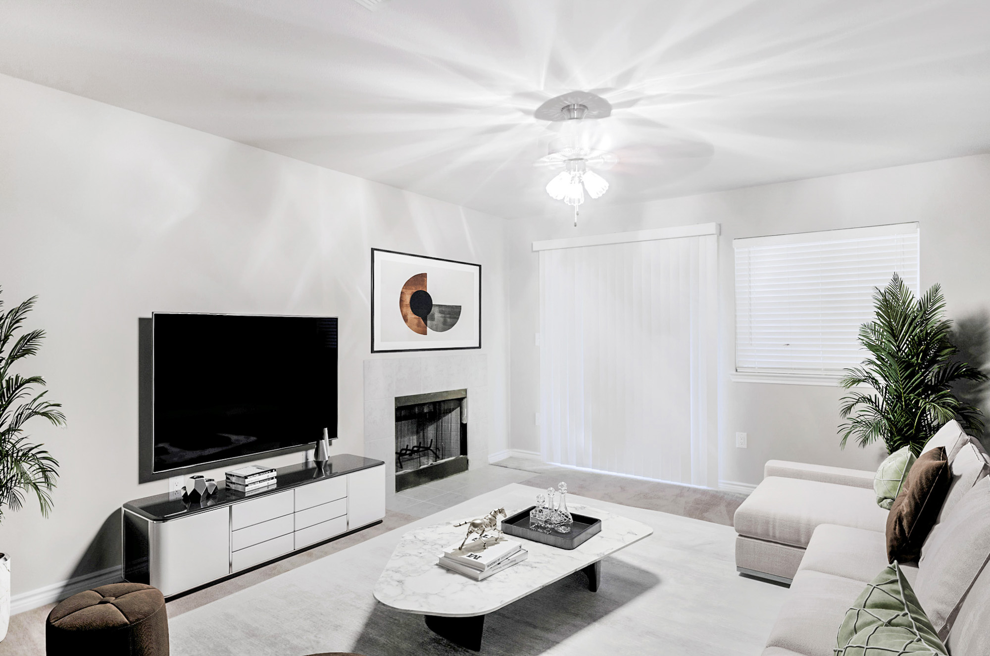 The living area in an apartment at The Gables of McKinney in McKinney, TX.