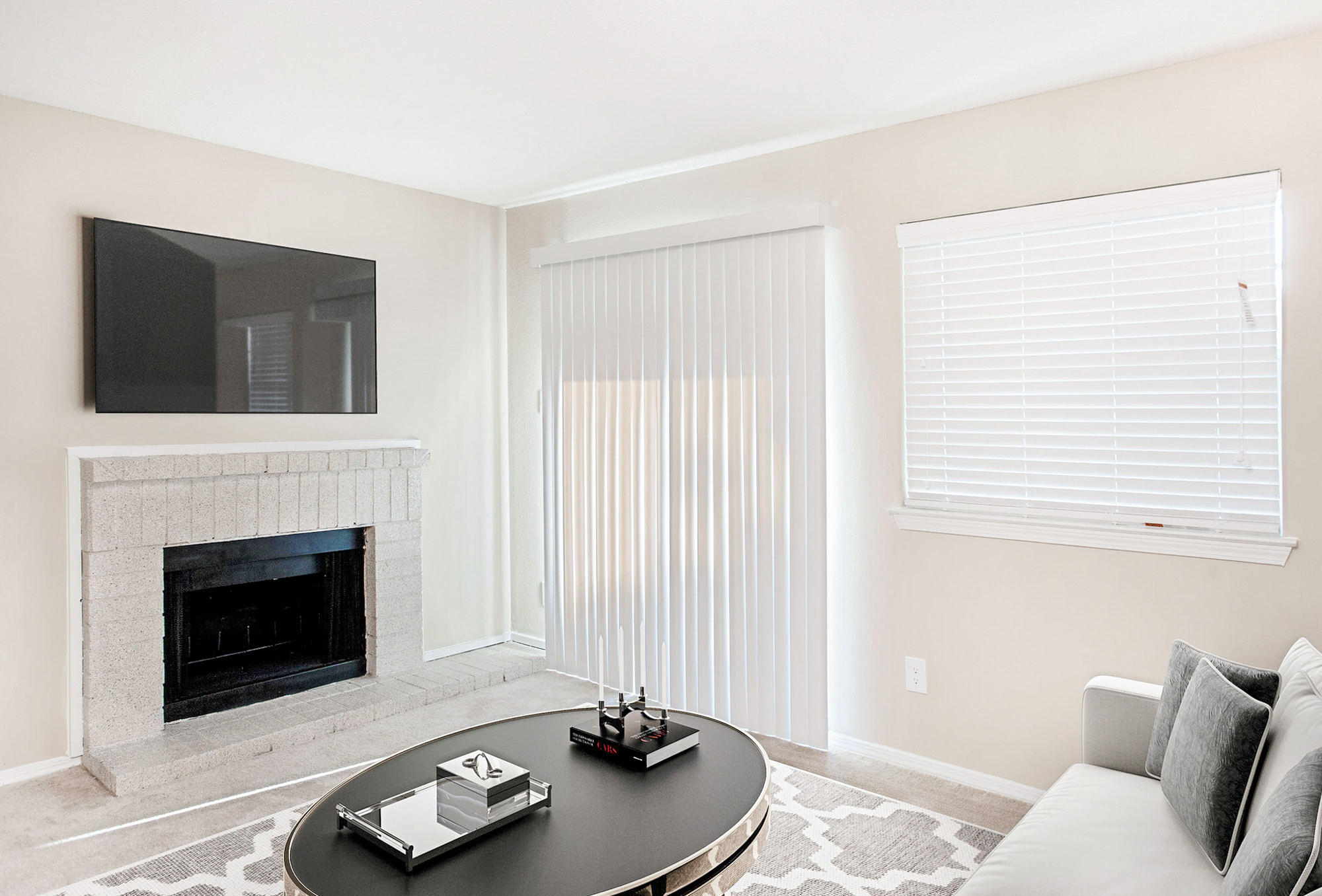 The living area in an apartment at The Gables of McKinney in McKinney, TX.