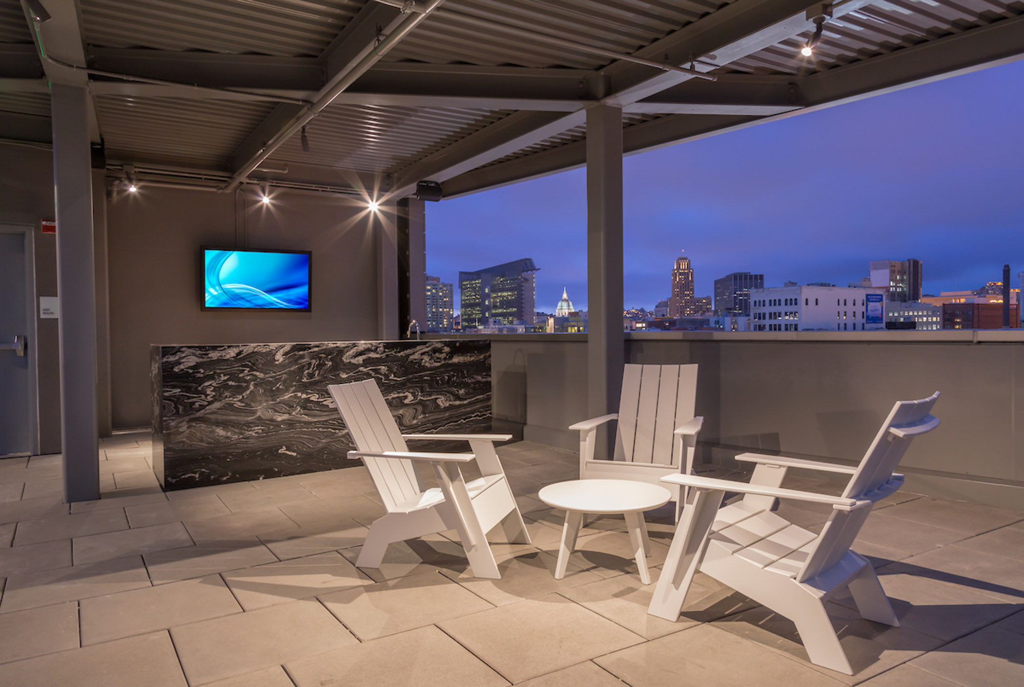 The terrace at Mosso apartments in San Francisco, CA.