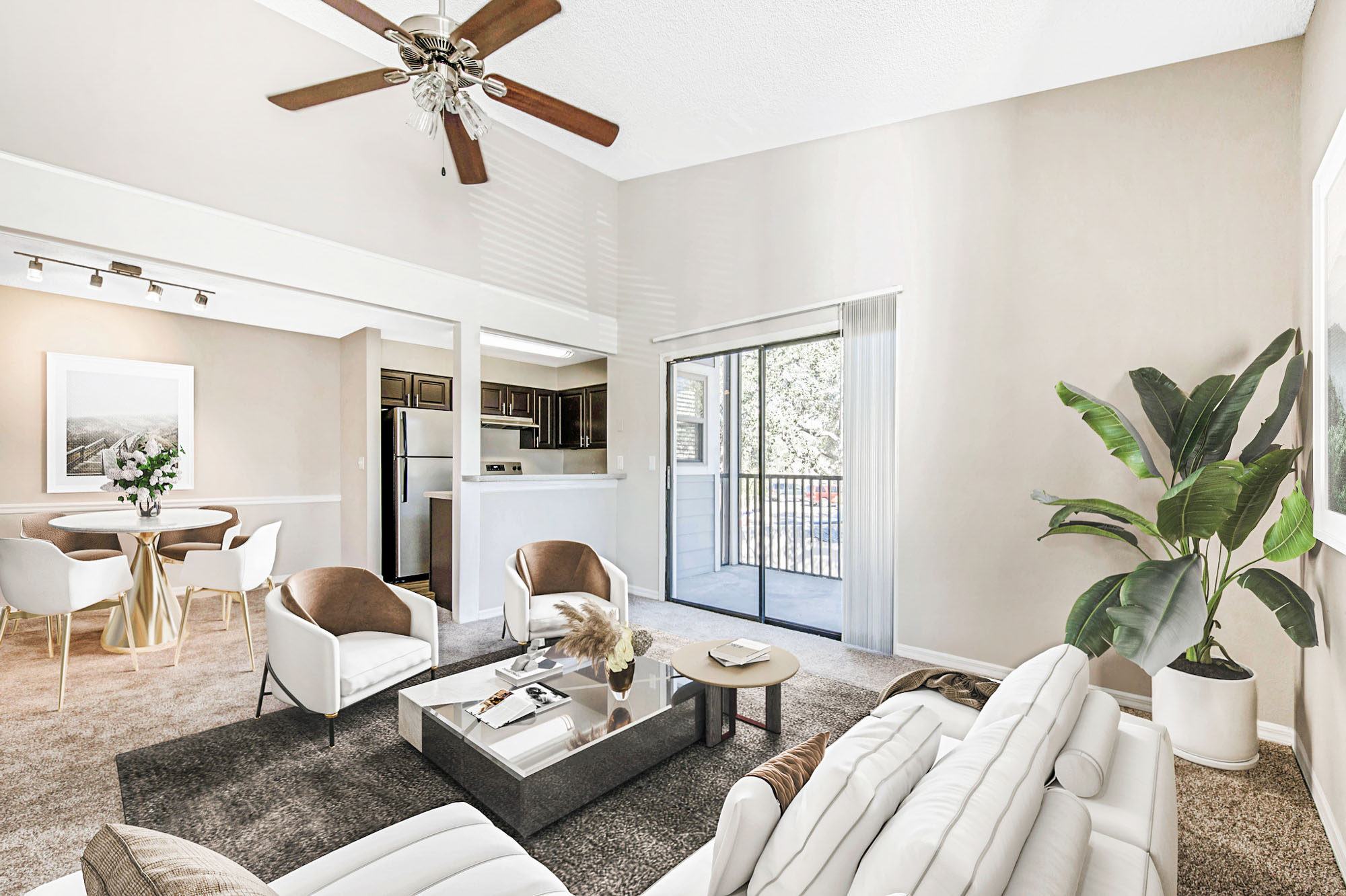 The interior of a living area at Oak Ramble apartments in Tampa, FL.