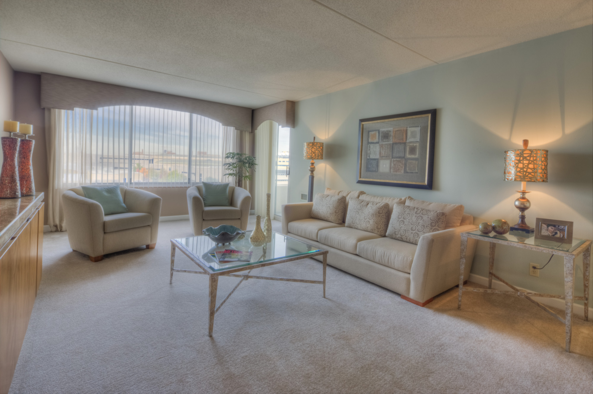 Living area at One Franklin Town in Philadelphia, PA