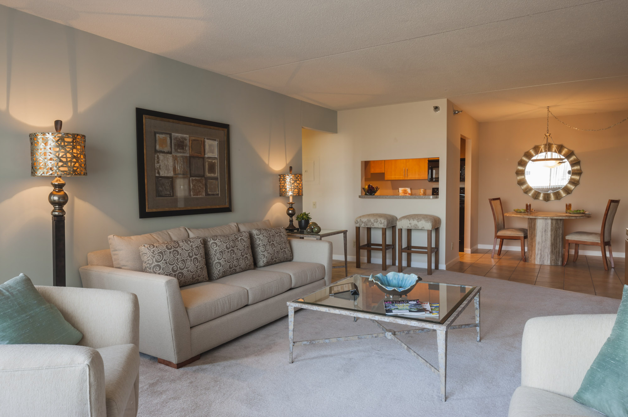 Living Area at One Franklin Town in Philadelphia, PA