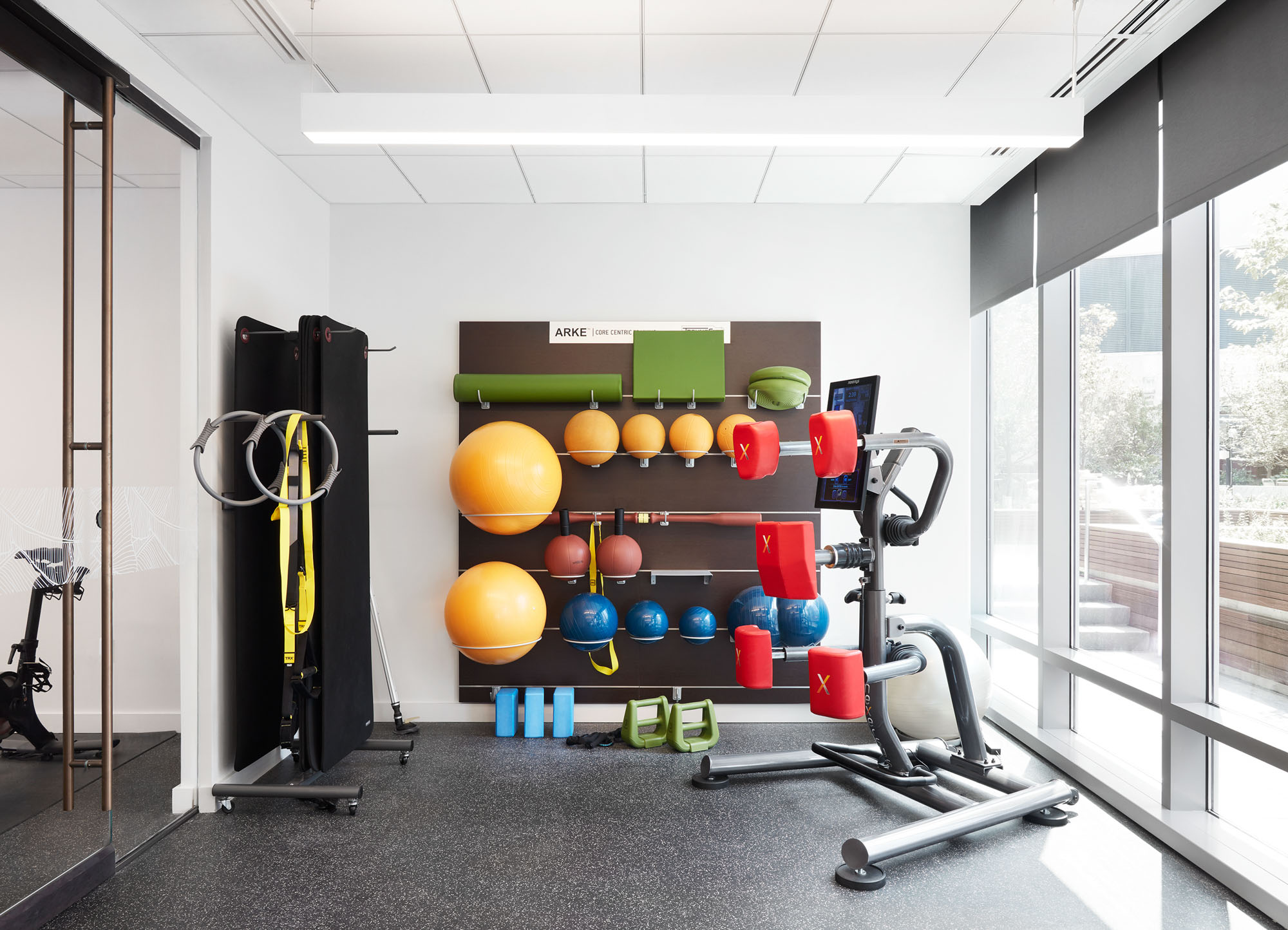 The fitness center at Origin apartments in Norther Virginia.