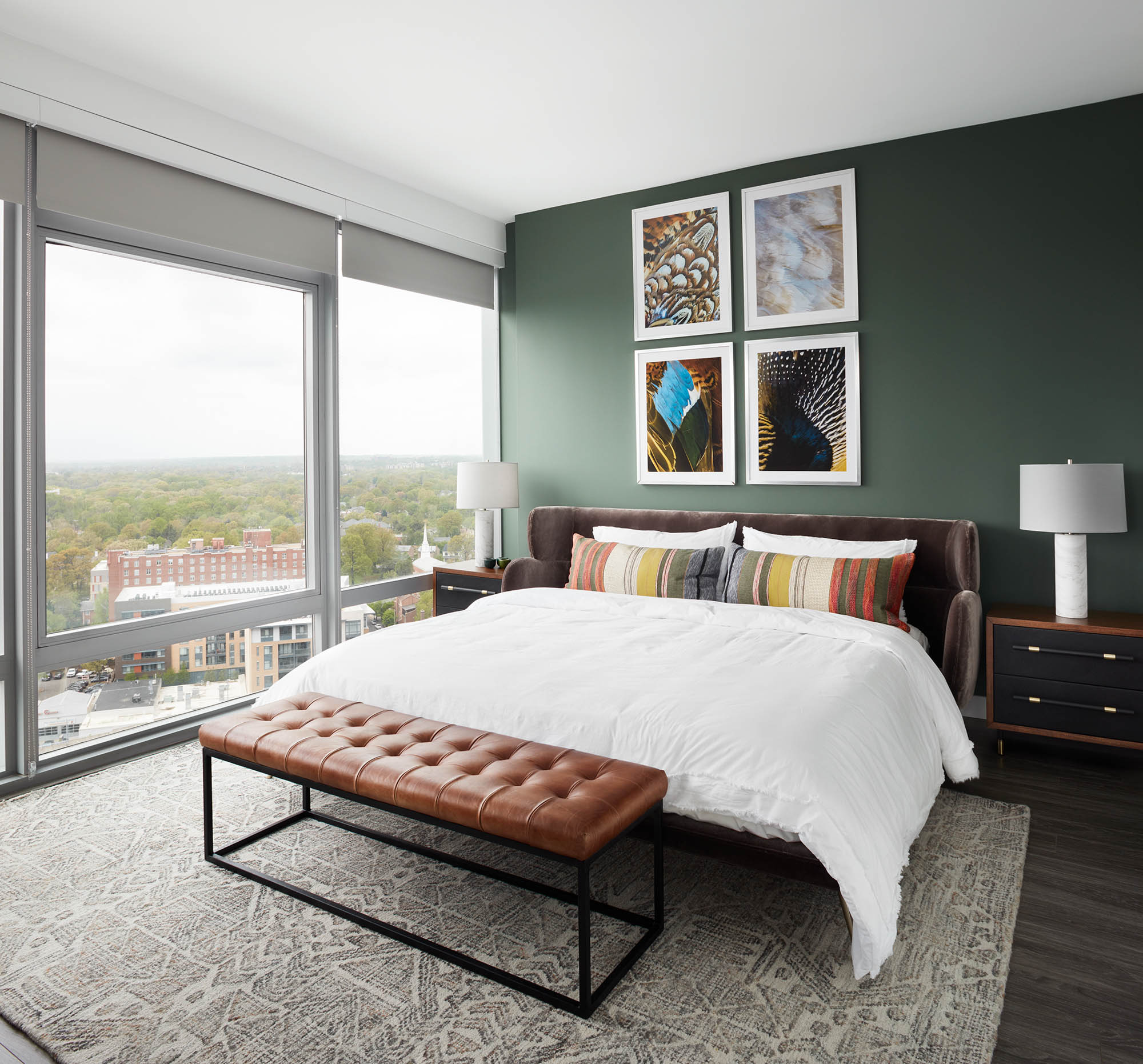 A bedroom at Origin apartments in Northern Virginia.