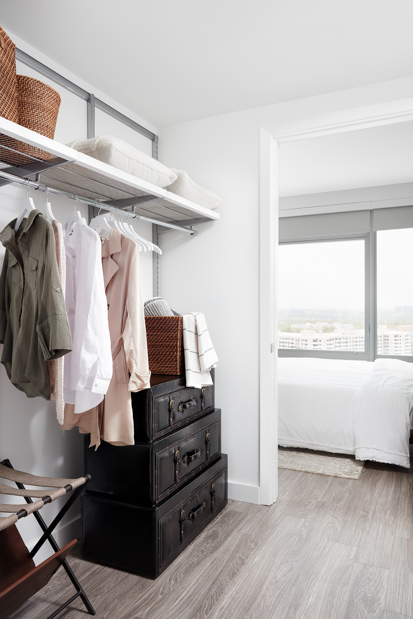 A closet at Origin apartments in Northern Virginia.