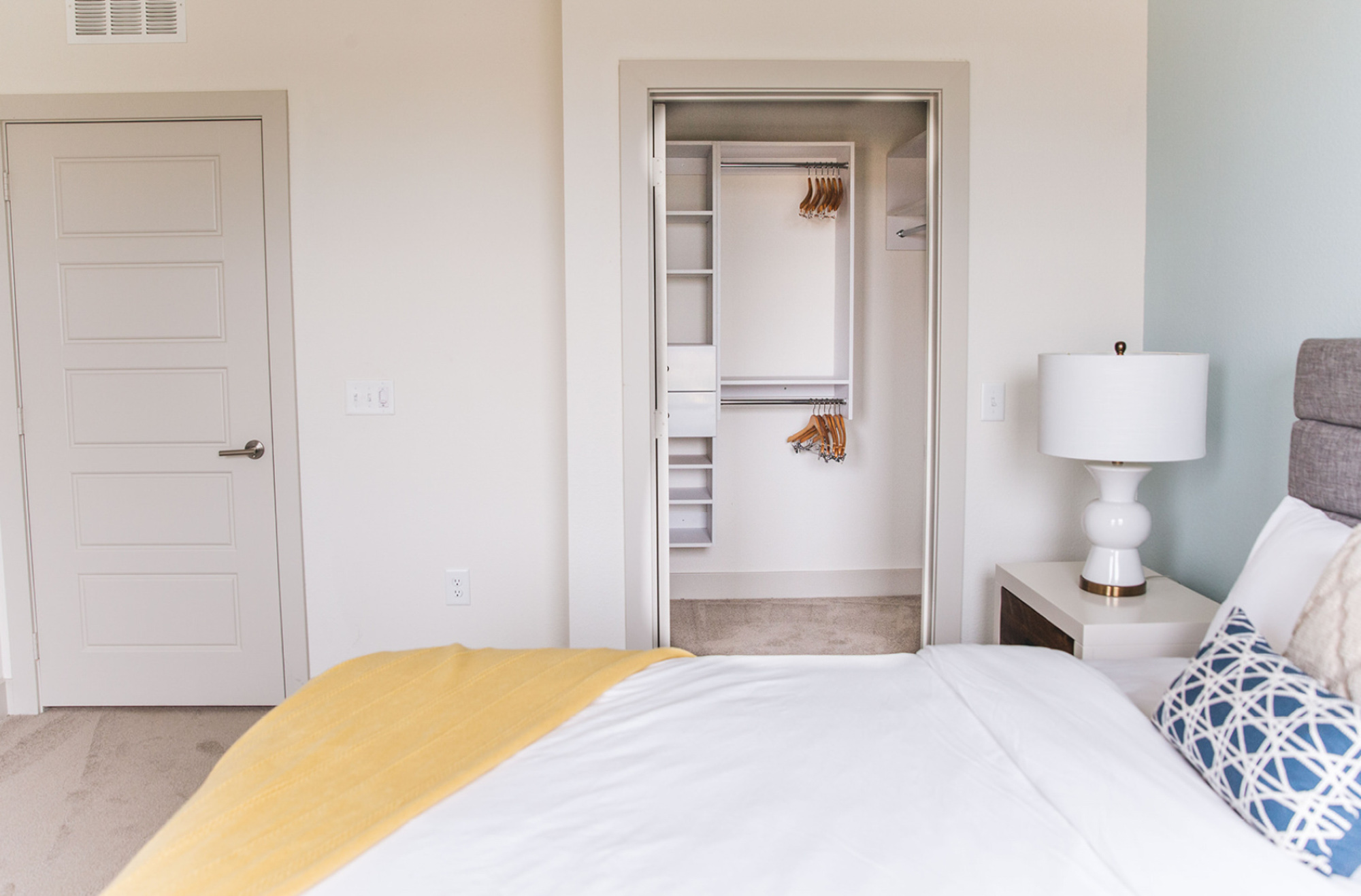 A bedroom in Domain apartments in Kissimmee, Florida.