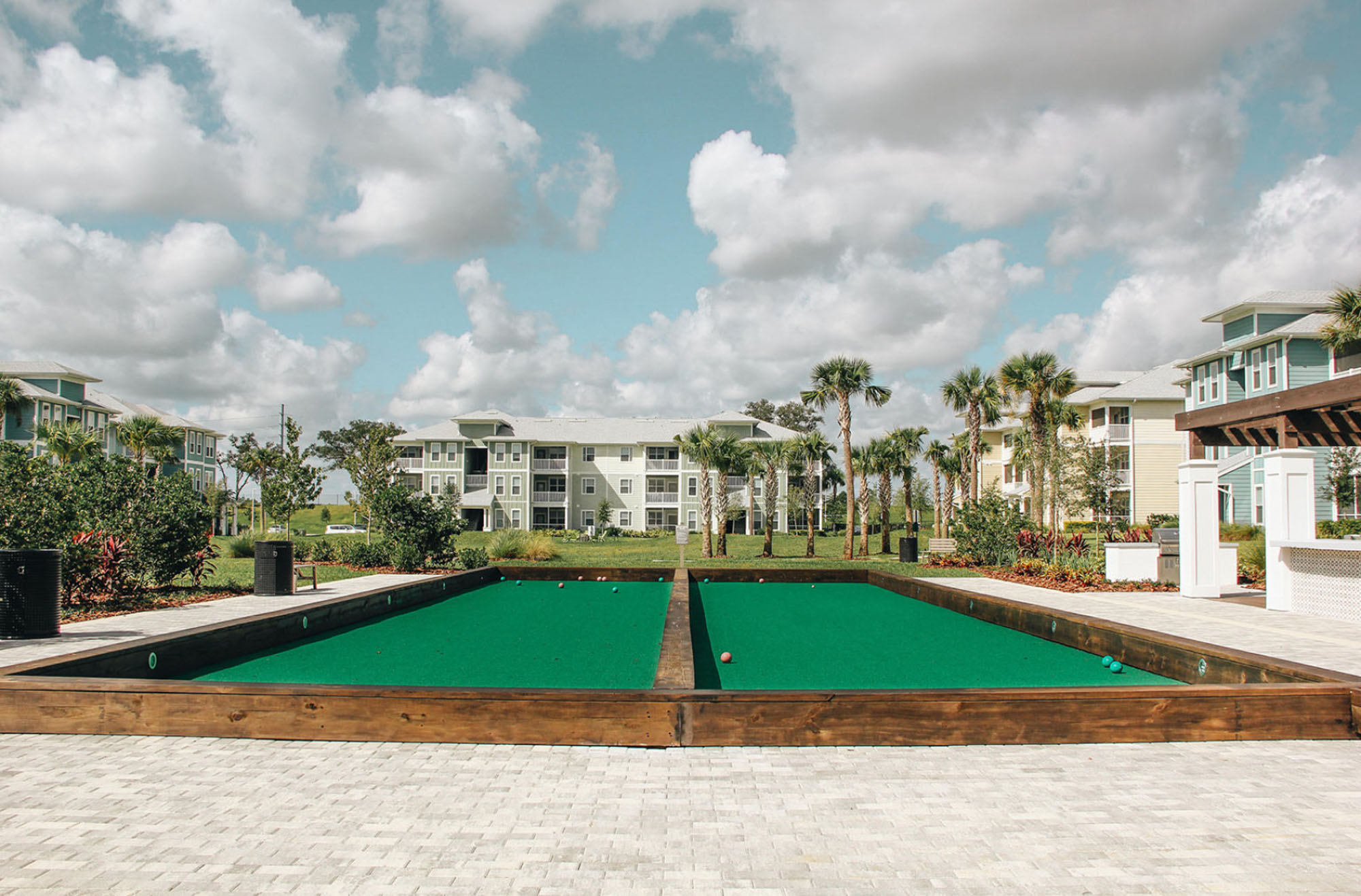 The bocce ball court at Domain apartments in Kissimmee, Florida.