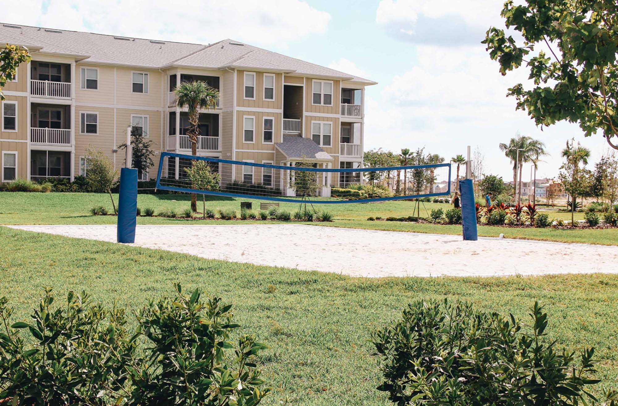 The sand volleyball court at Domain apartments in Kissimmee, Florida.