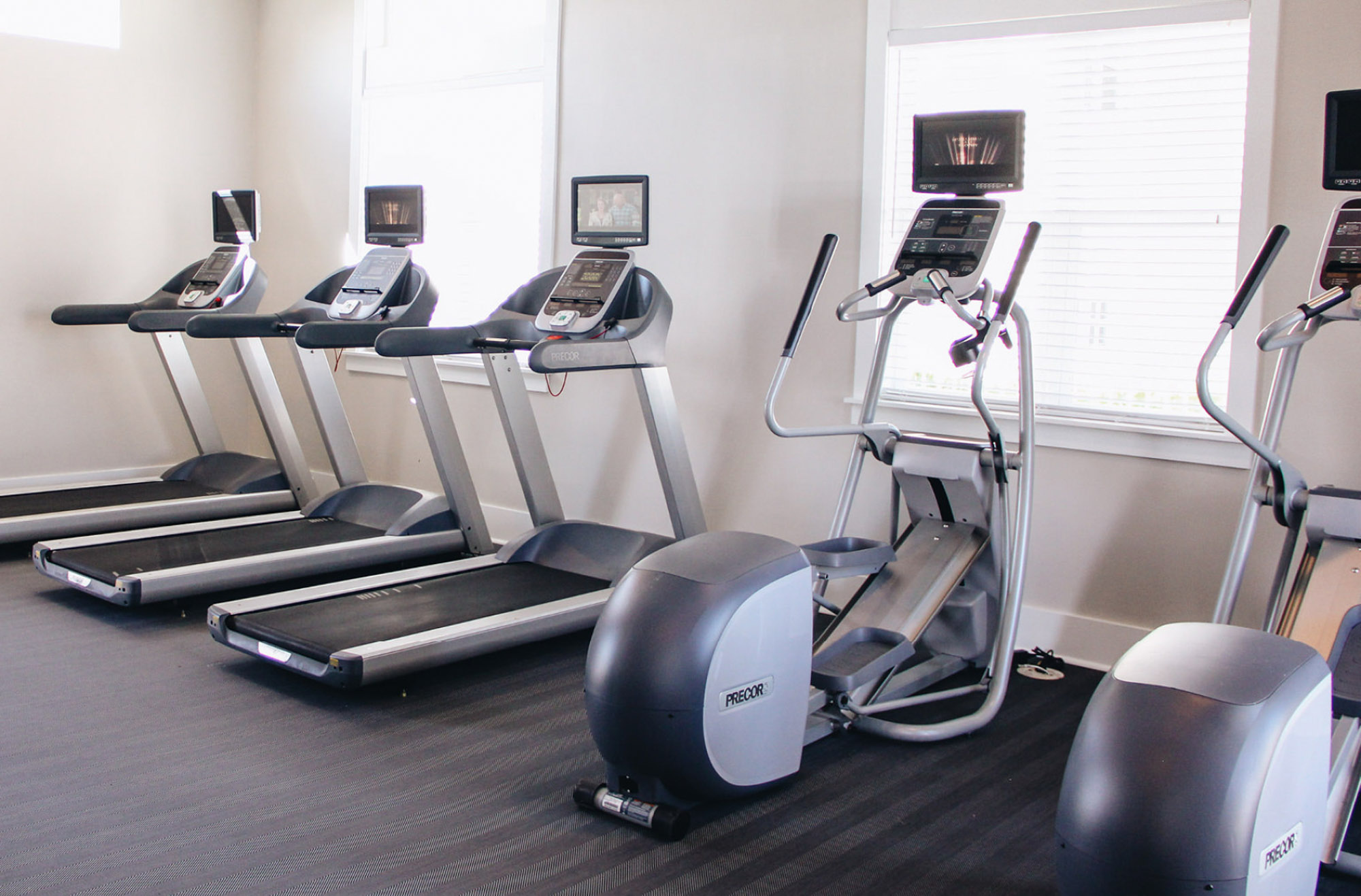 The fitness center at Domain apartments in Kissimmee, Florida.