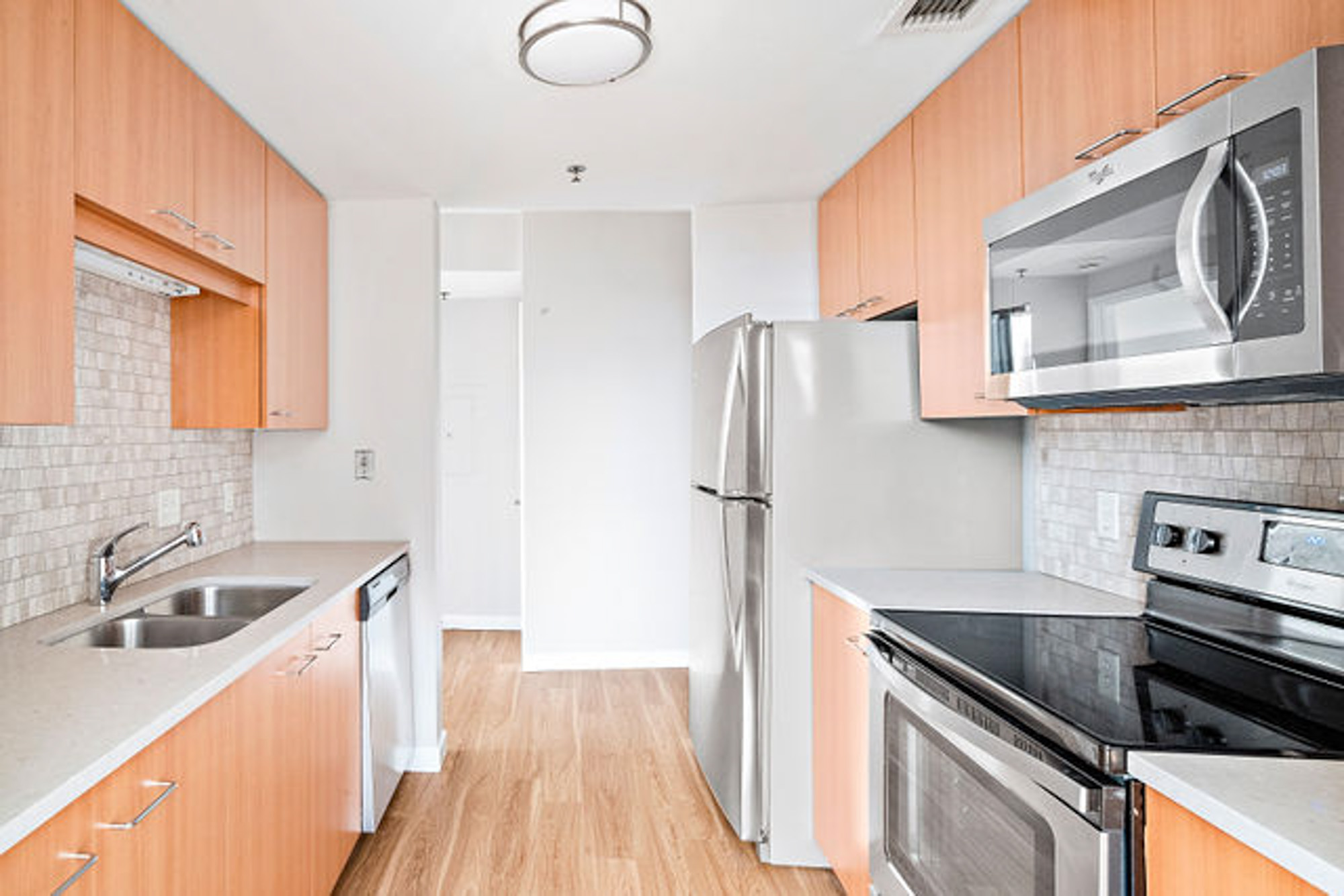 Kitchen at 91 Sidney apartments in University Park in Cambridge, MA