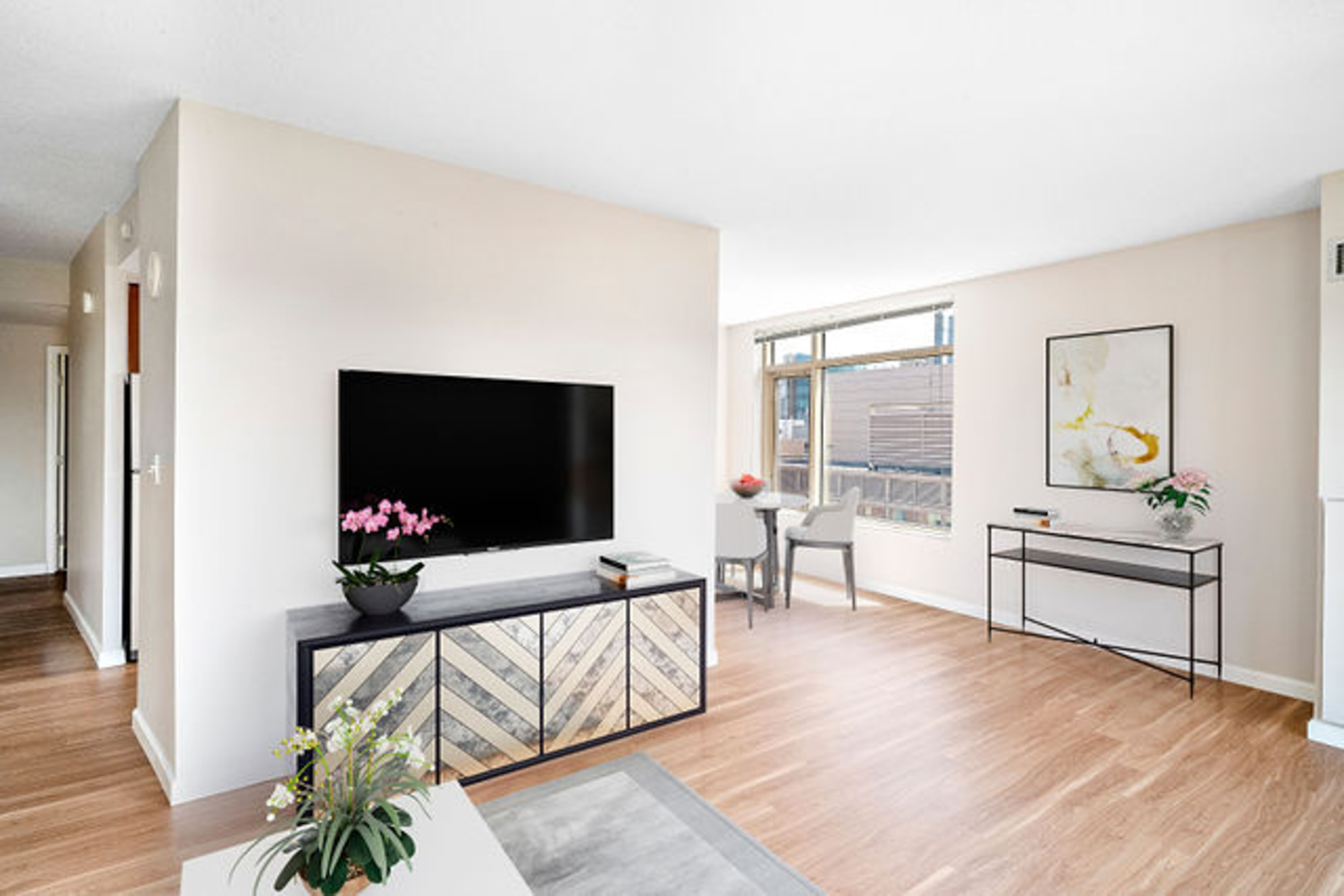 Living Room at 91 Sidney apartments in University Park in Cambridge, MA