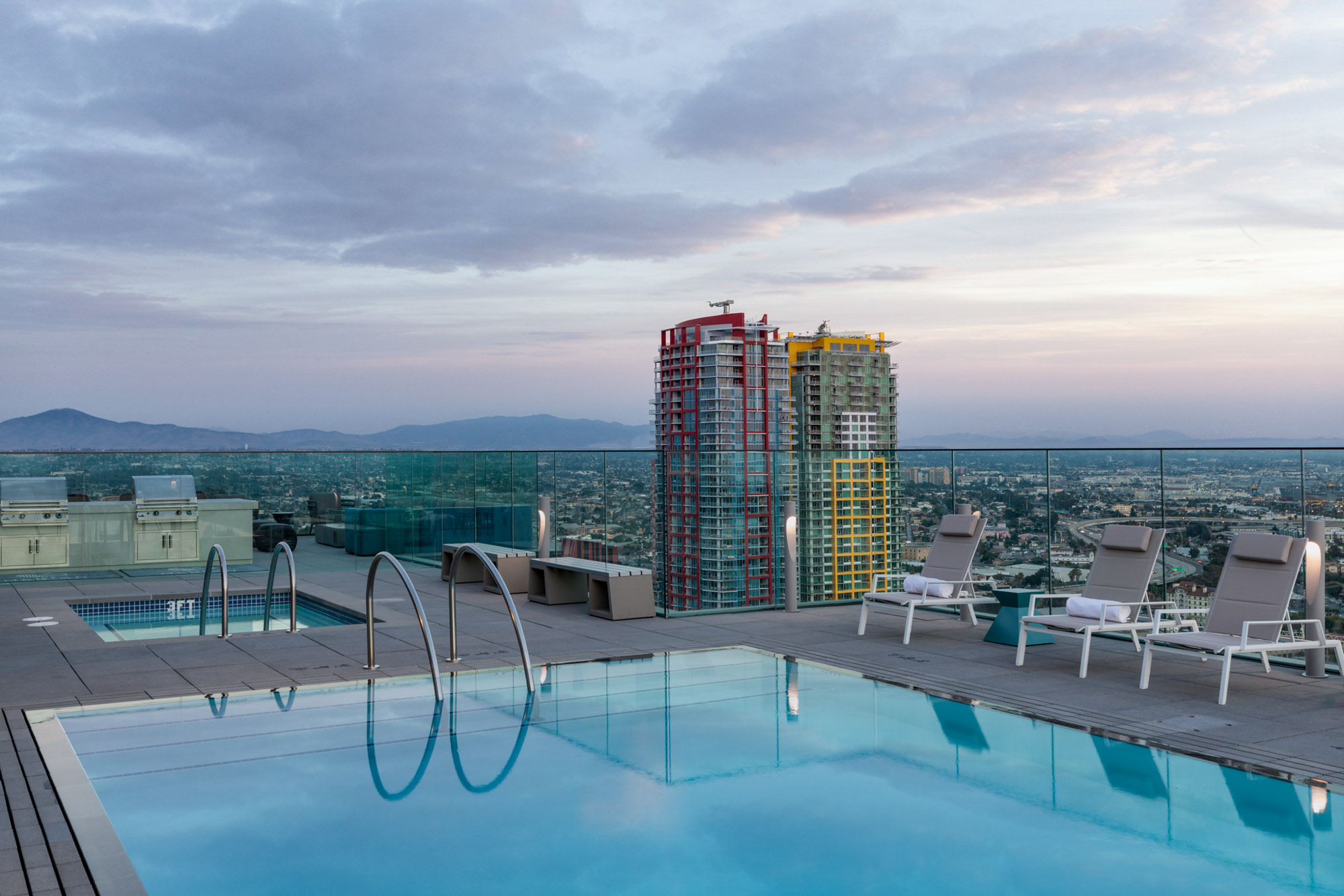 Rooftop pool at The Merian apartments in San Diego, California.