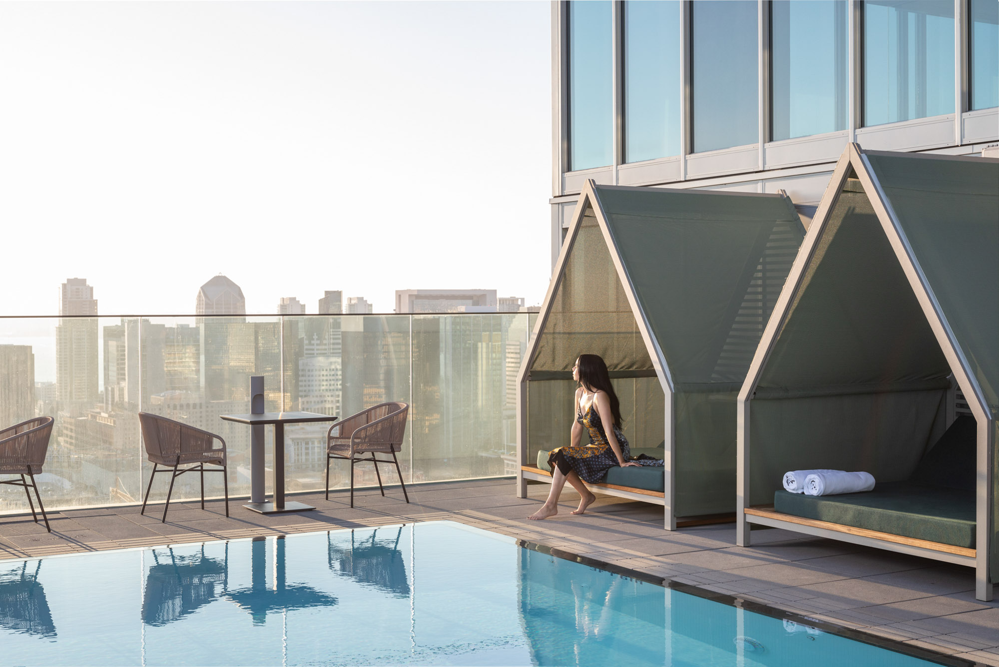 Rooftop pool at The Merian apartments in San Diego, California.