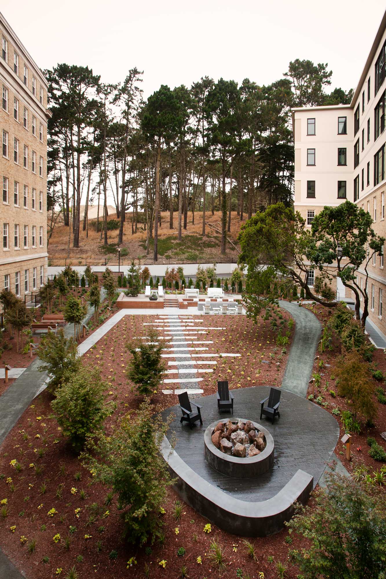 The courtyard at Presidio Landmark apartment in San Francisco, CA.