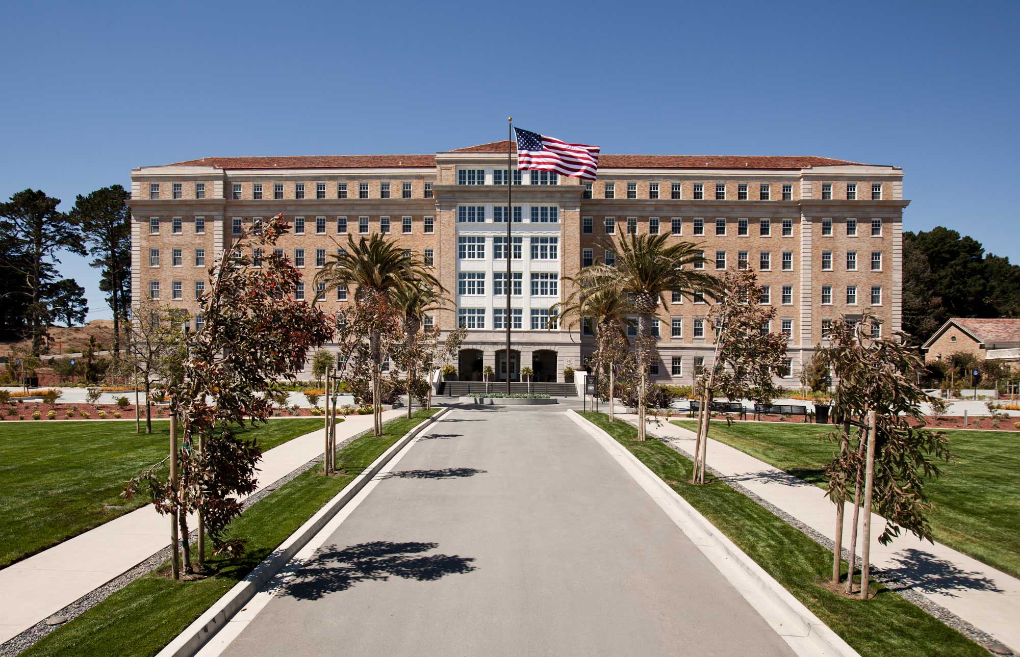 The exterior of the Presidio Landmark apartments in San Francisco, CA.