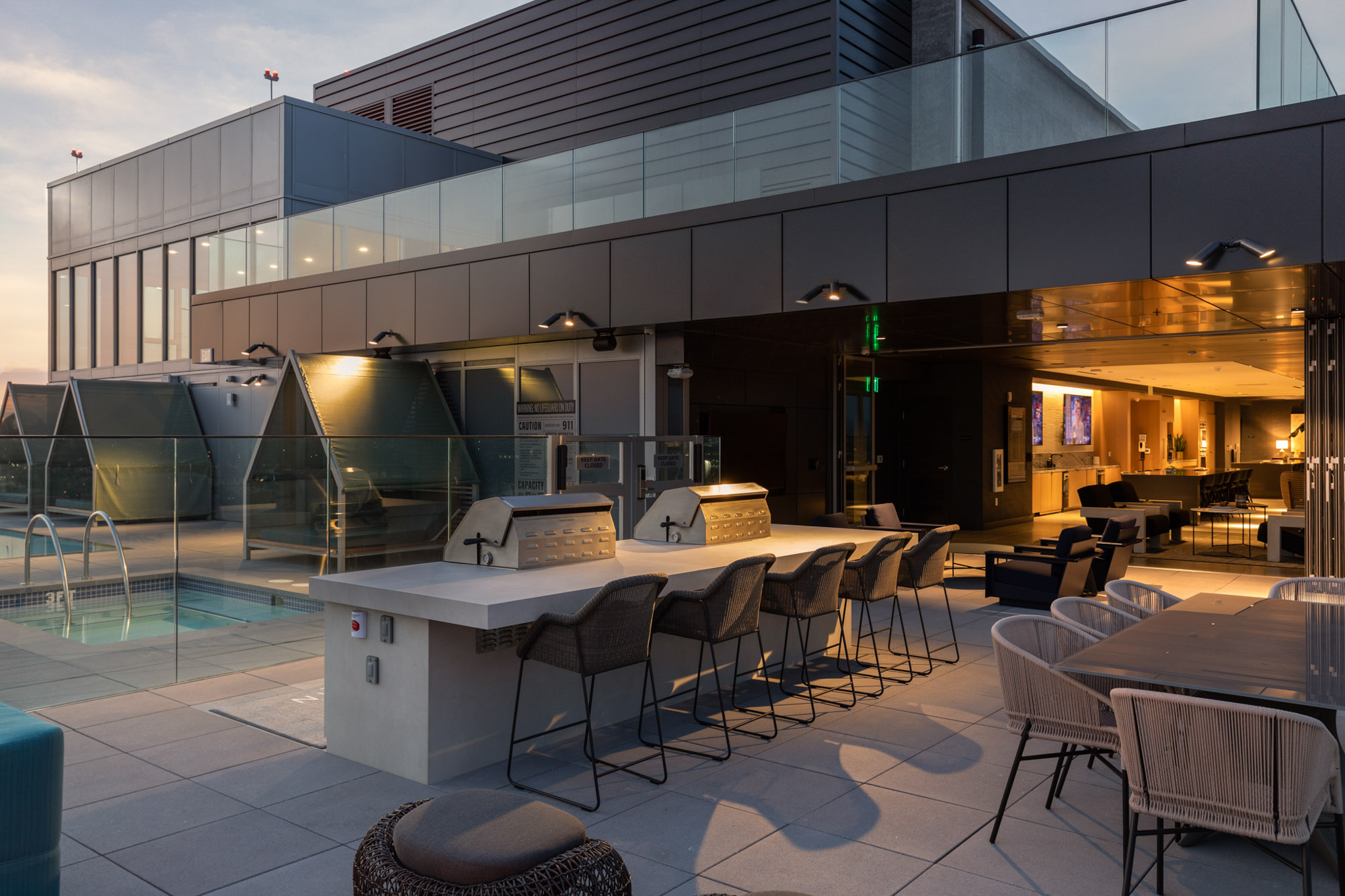 Roof deck at The Merian apartments in San Diego, California.