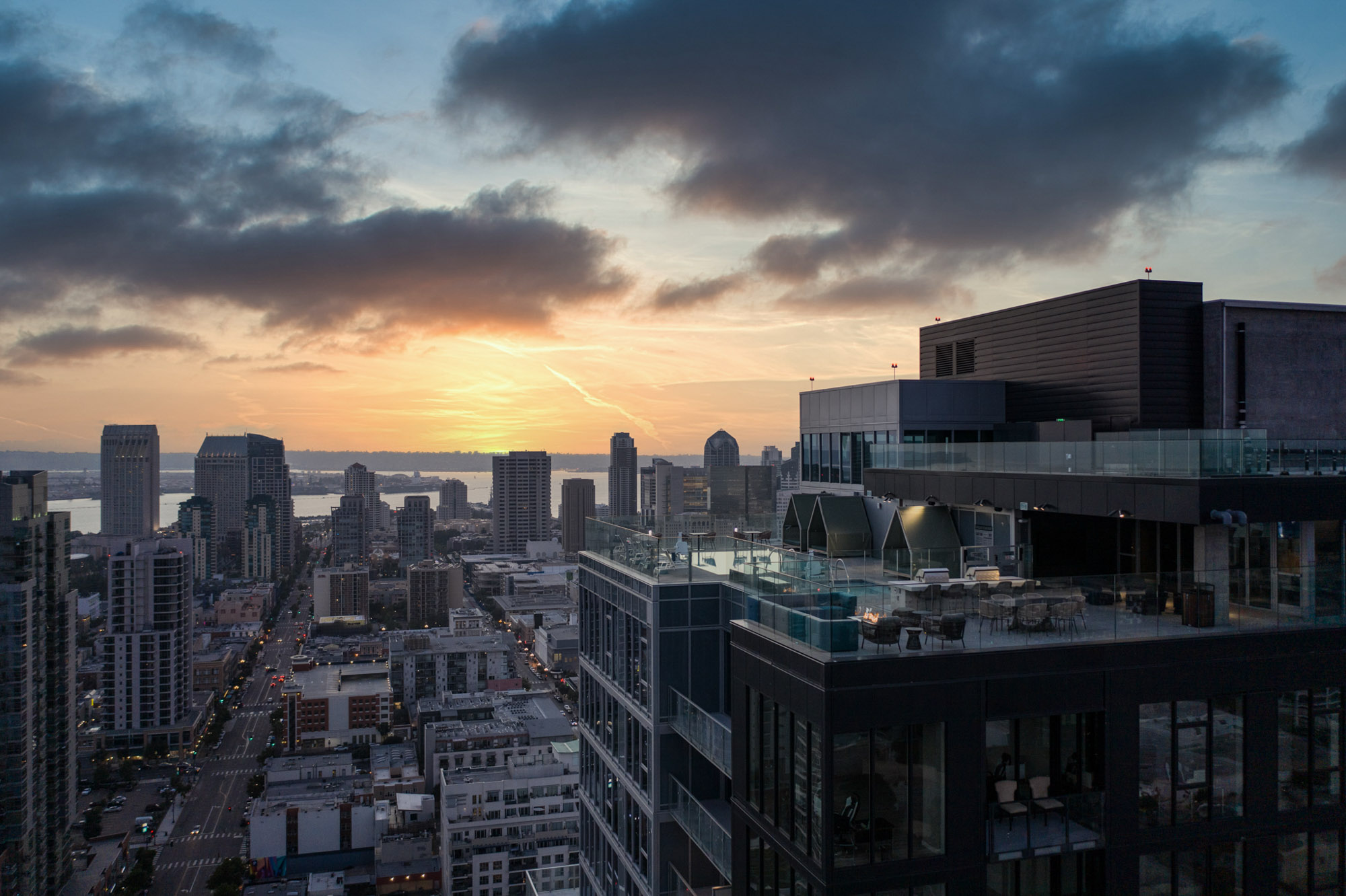 Roof deck at The Merian apartments in San Diego, California.