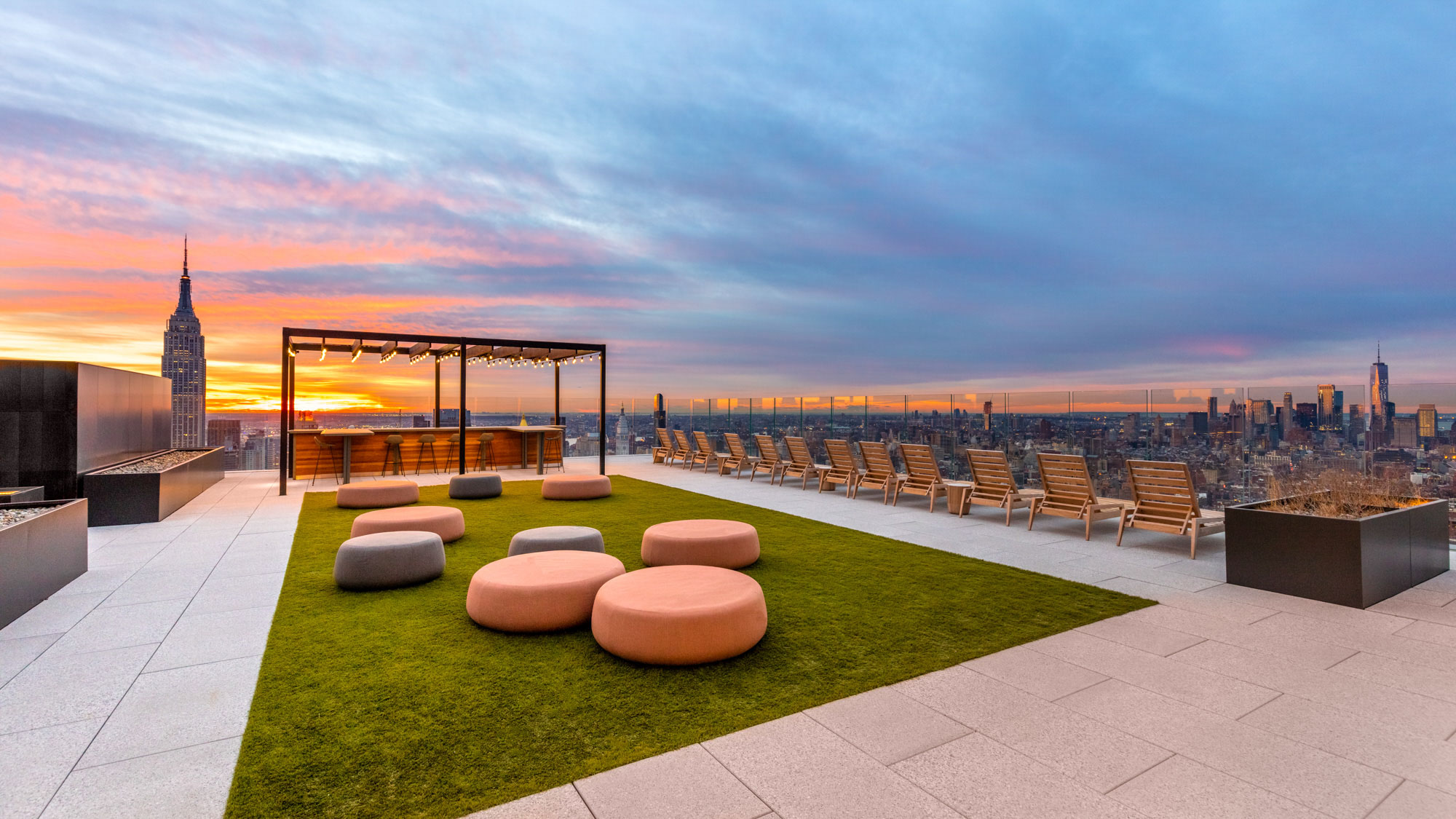 The rooftop terrace in The Eugene apartment in Manhattan, New York.