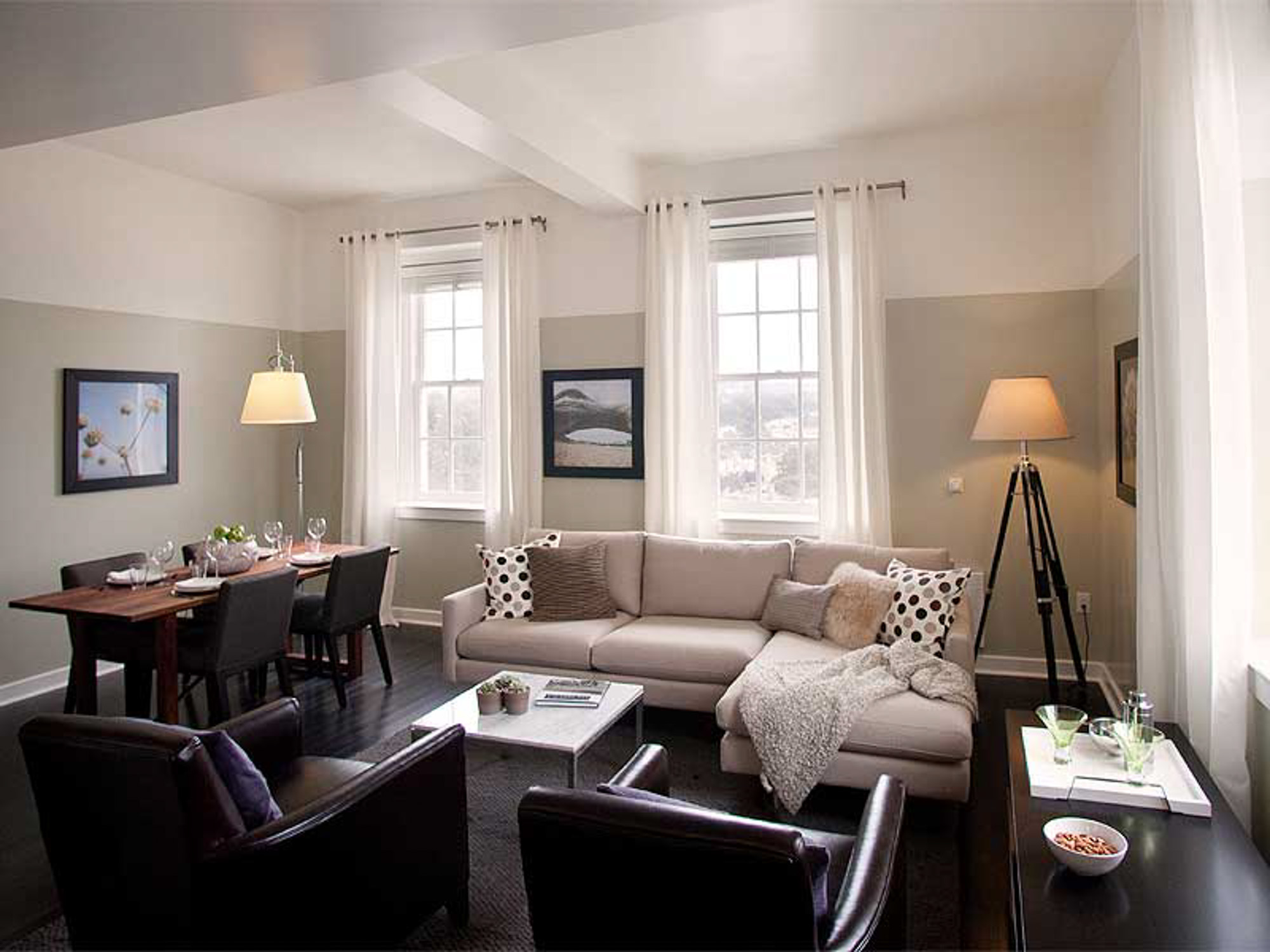 A living area in a Presidio Landmark apartment in San Francisco, CA.